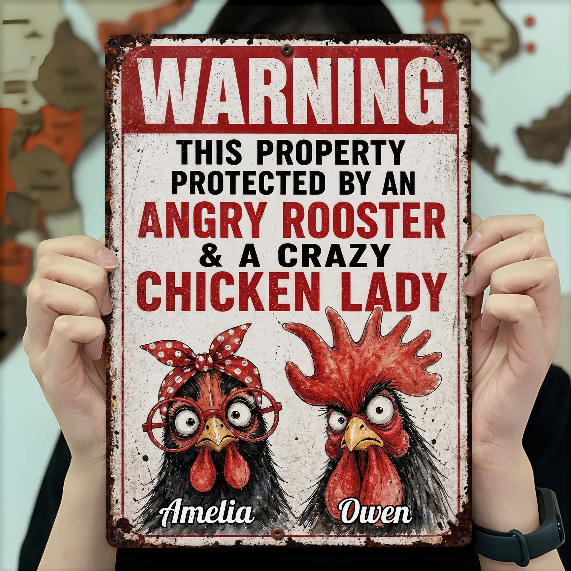 Personalized Metal Farm Sign Unique Gift for Chicken Lovers Metal Sign GradoCreations