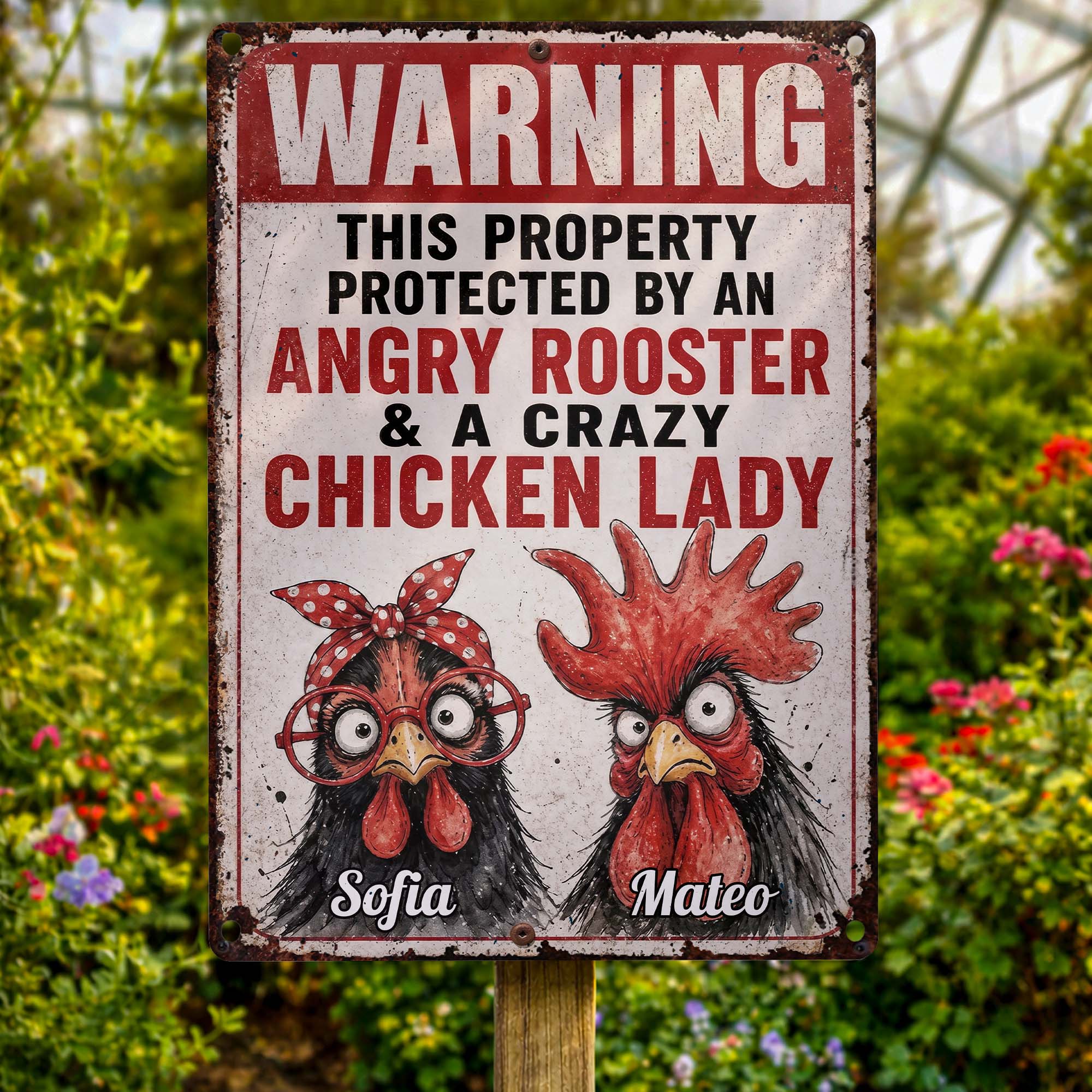 Personalized Metal Farm Sign Unique Gift for Chicken Lovers Metal Sign GradoCreations