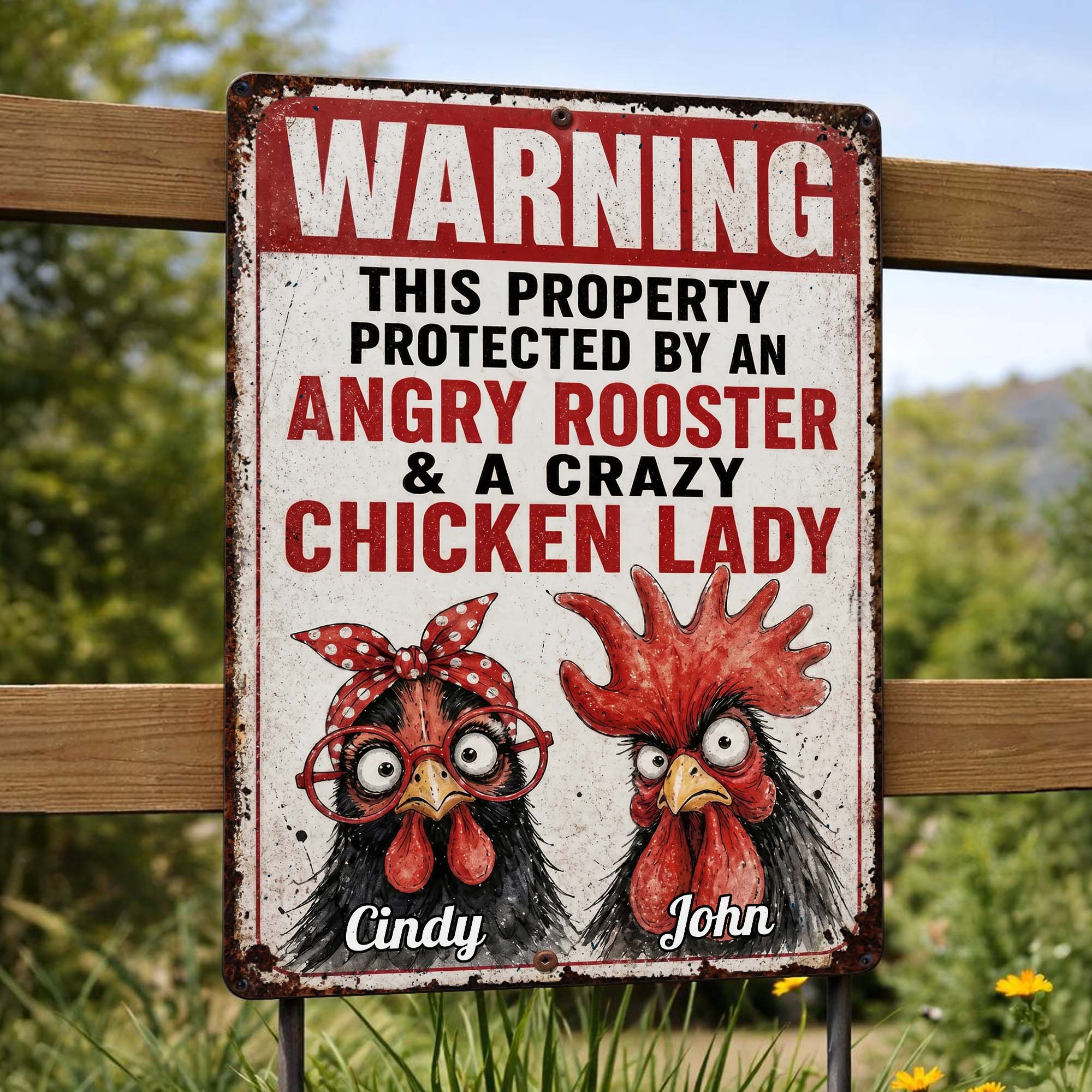 Personalized Metal Farm Sign Unique Gift for Chicken Lovers Metal Sign GradoCreations