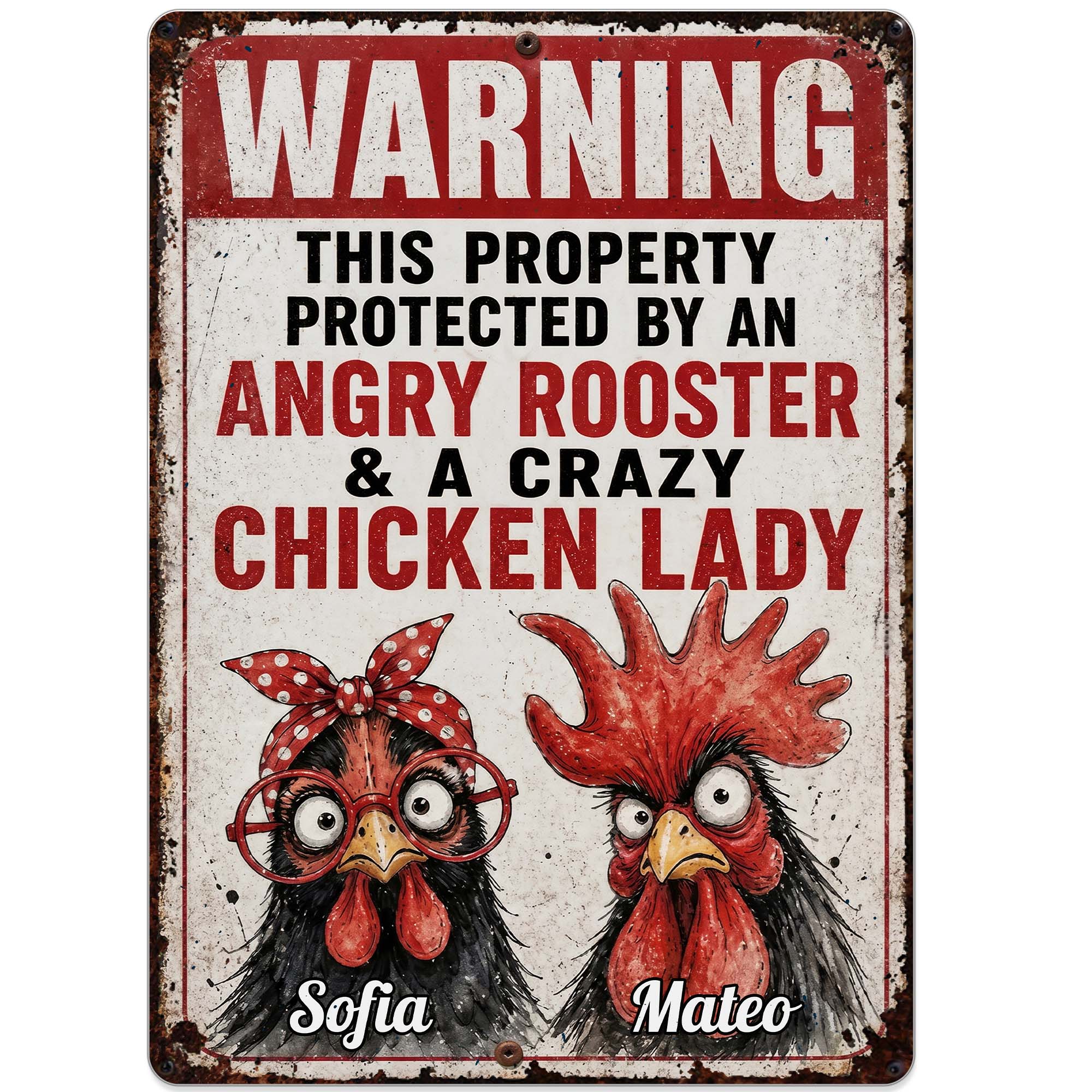 Personalized Metal Farm Sign Unique Gift for Chicken Lovers Metal Sign GradoCreations