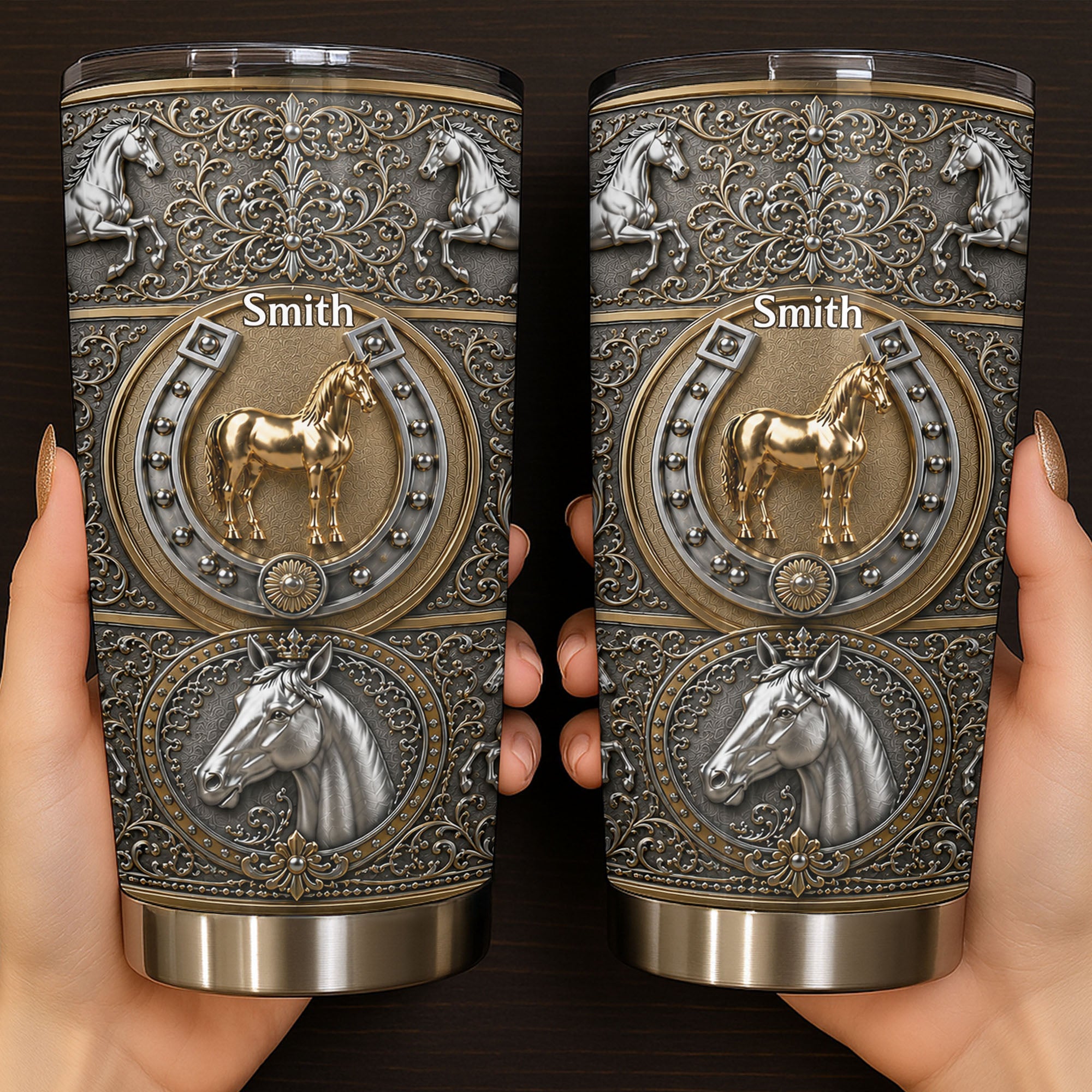 Personalized Horse Lover Tumbler Custom Name 20oz/30oz Gift for Dad Tumbler GradoCreations