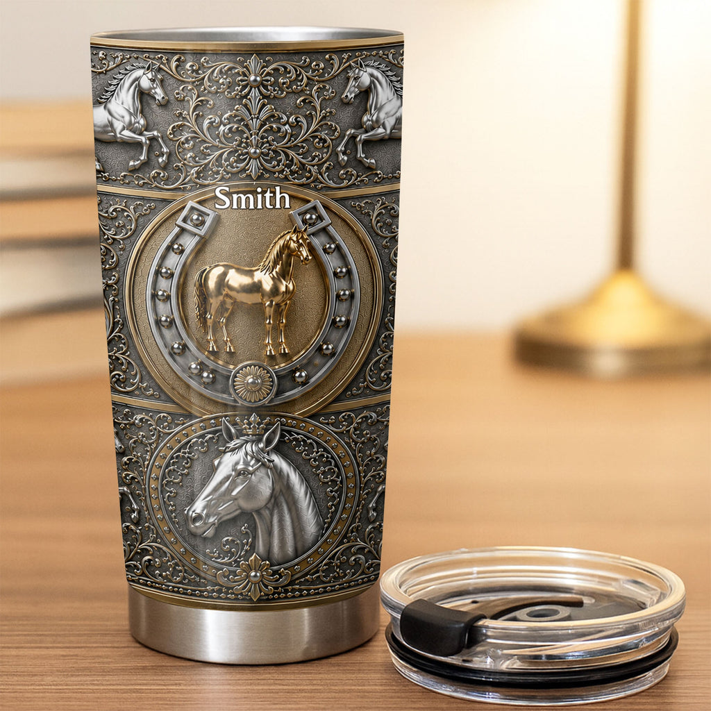 Personalized Horse Lover Tumbler Custom Name 20oz/30oz Gift for Dad Tumbler GradoCreations