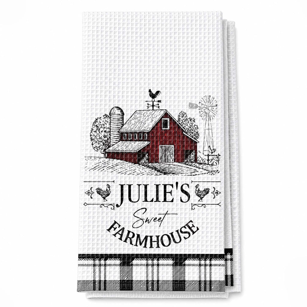 Personalized Farmhouse Kitchen Towel Custom Name Rooster Gift Kitchen Towel GradoCreations