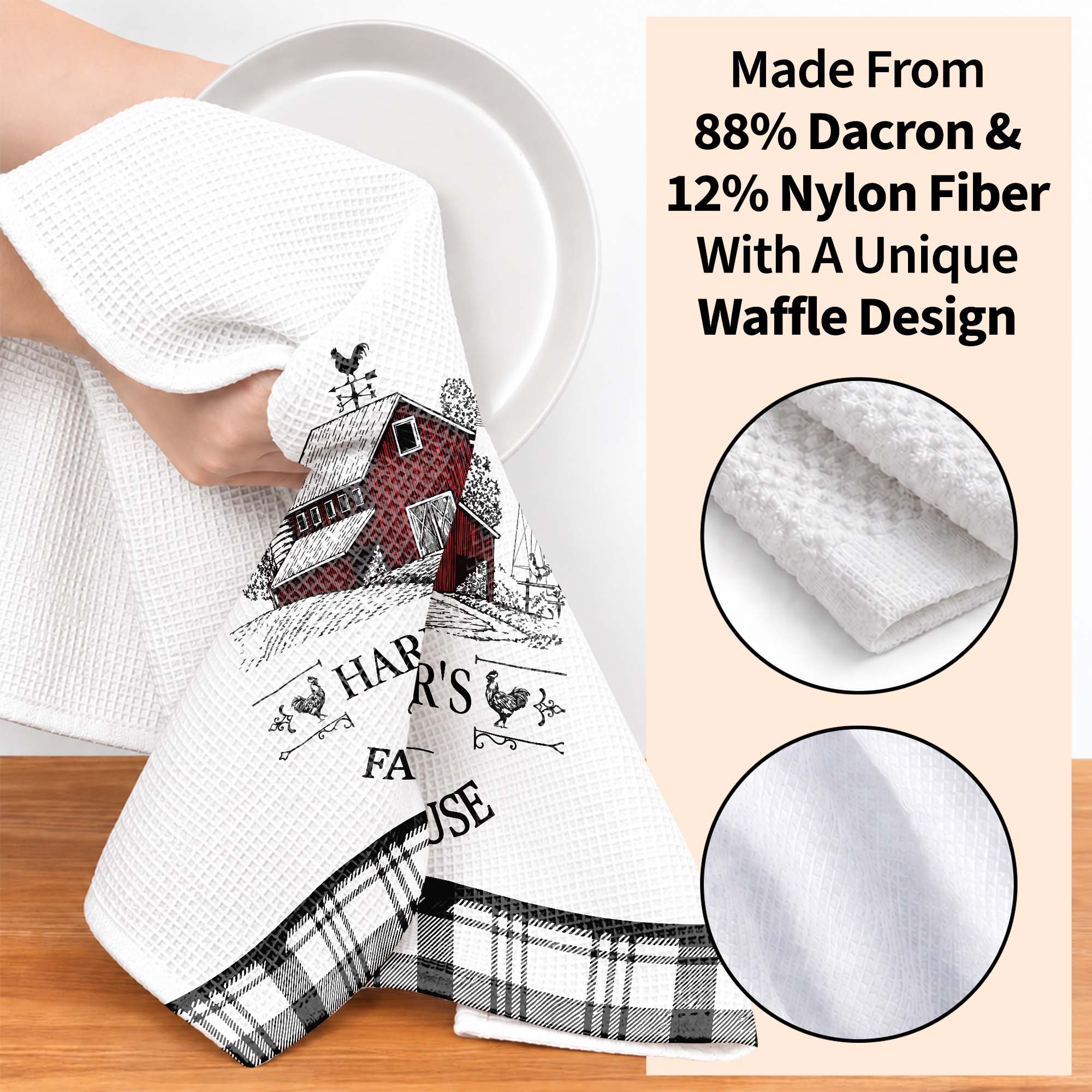 Personalized Farmhouse Kitchen Towel Custom Name Rooster Gift Kitchen Towel GradoCreations