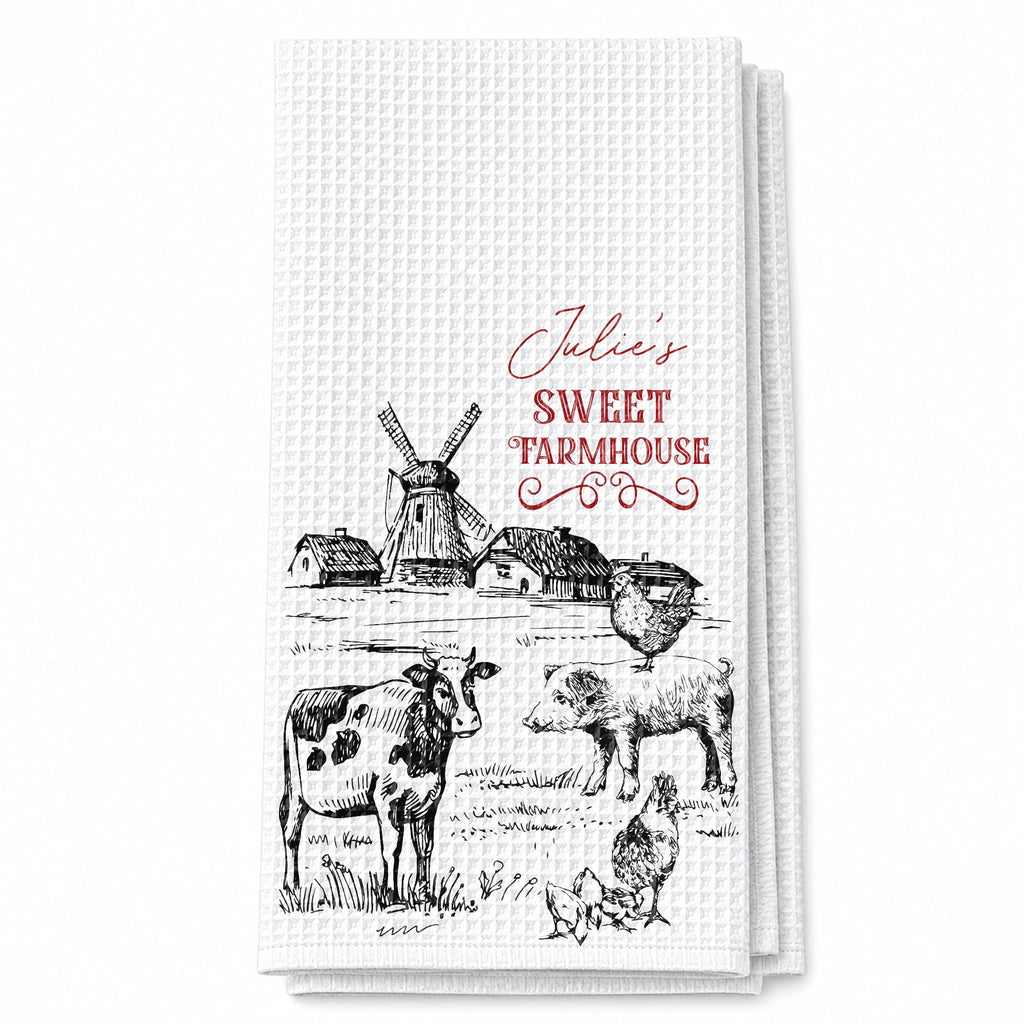 Personalized Farmhouse Kitchen Towel Custom Name Gift for Farm Lover Kitchen Towel GradoCreations