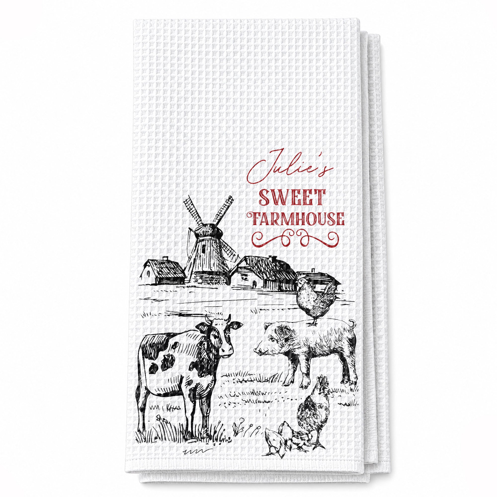 Personalized Farmhouse Kitchen Towel Custom Name Gift for Farm Lover Kitchen Towel GradoCreations