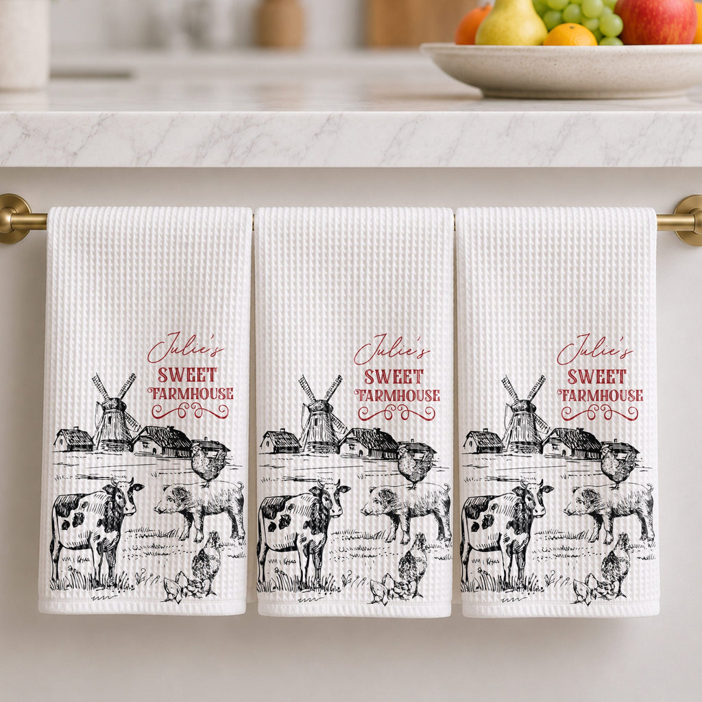 Personalized Farmhouse Kitchen Towel Custom Name Gift for Farm Lover Kitchen Towel GradoCreations