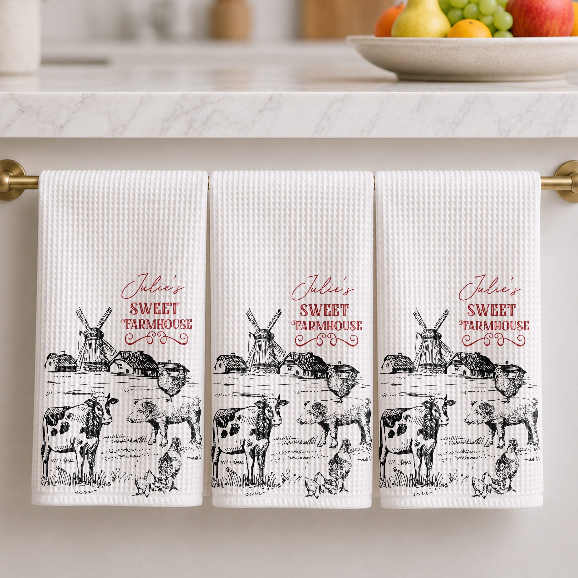 Personalized Farmhouse Kitchen Towel Custom Name Gift for Farm Lover Kitchen Towel GradoCreations