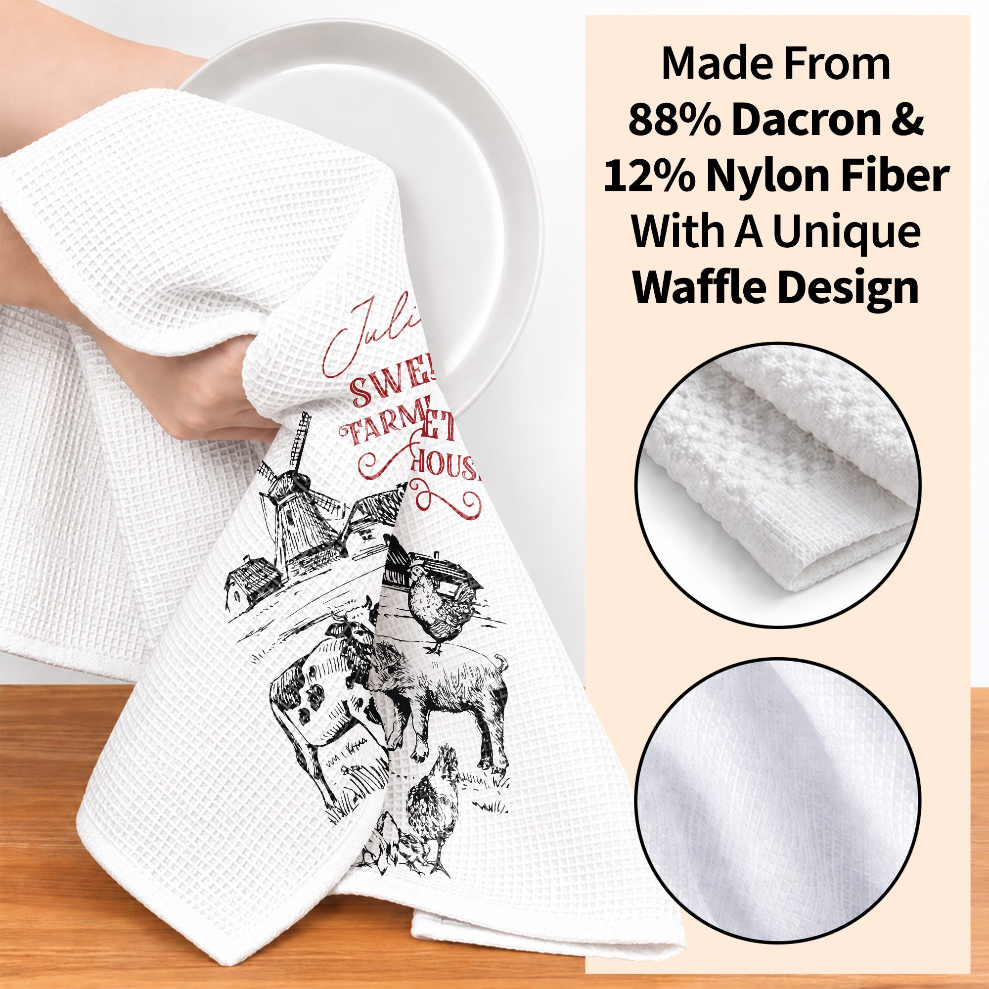Personalized Farmhouse Kitchen Towel Custom Name Gift for Farm Lover Kitchen Towel GradoCreations
