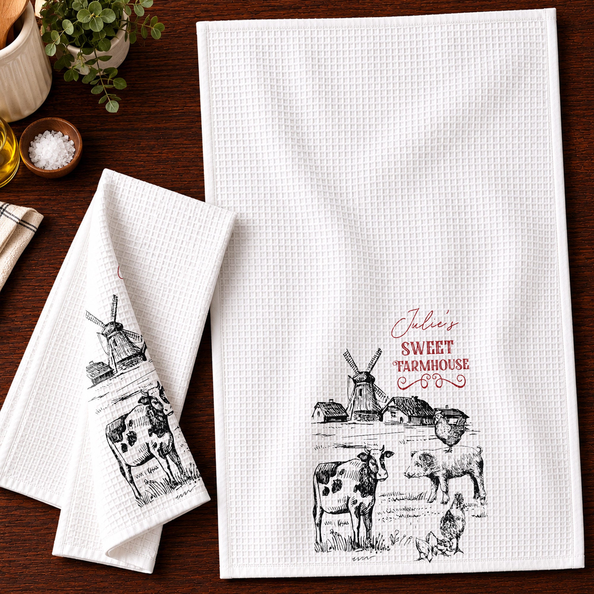 Personalized Farmhouse Kitchen Towel Custom Name Gift for Farm Lover Kitchen Towel GradoCreations