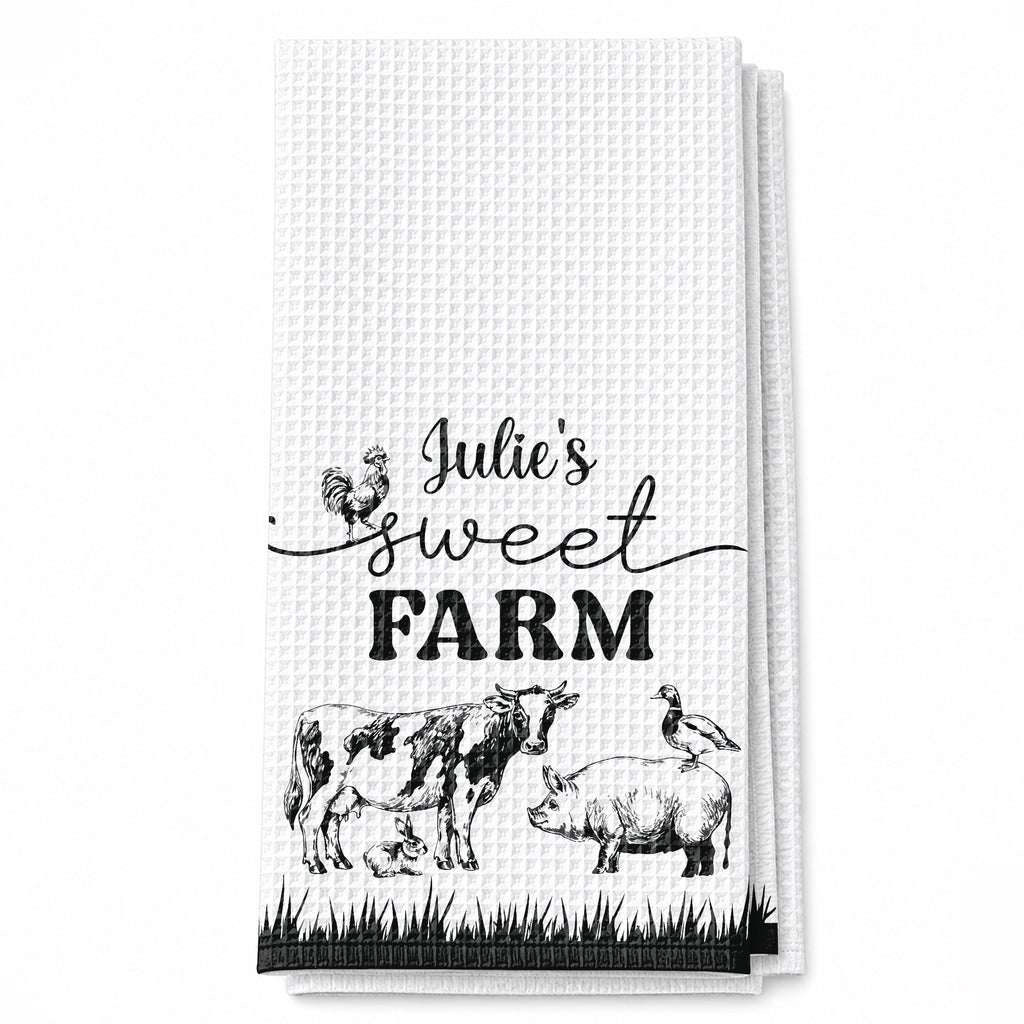 Personalized Farm Kitchen Towel Custom Name Gift for Mom Kitchen Towel GradoCreations