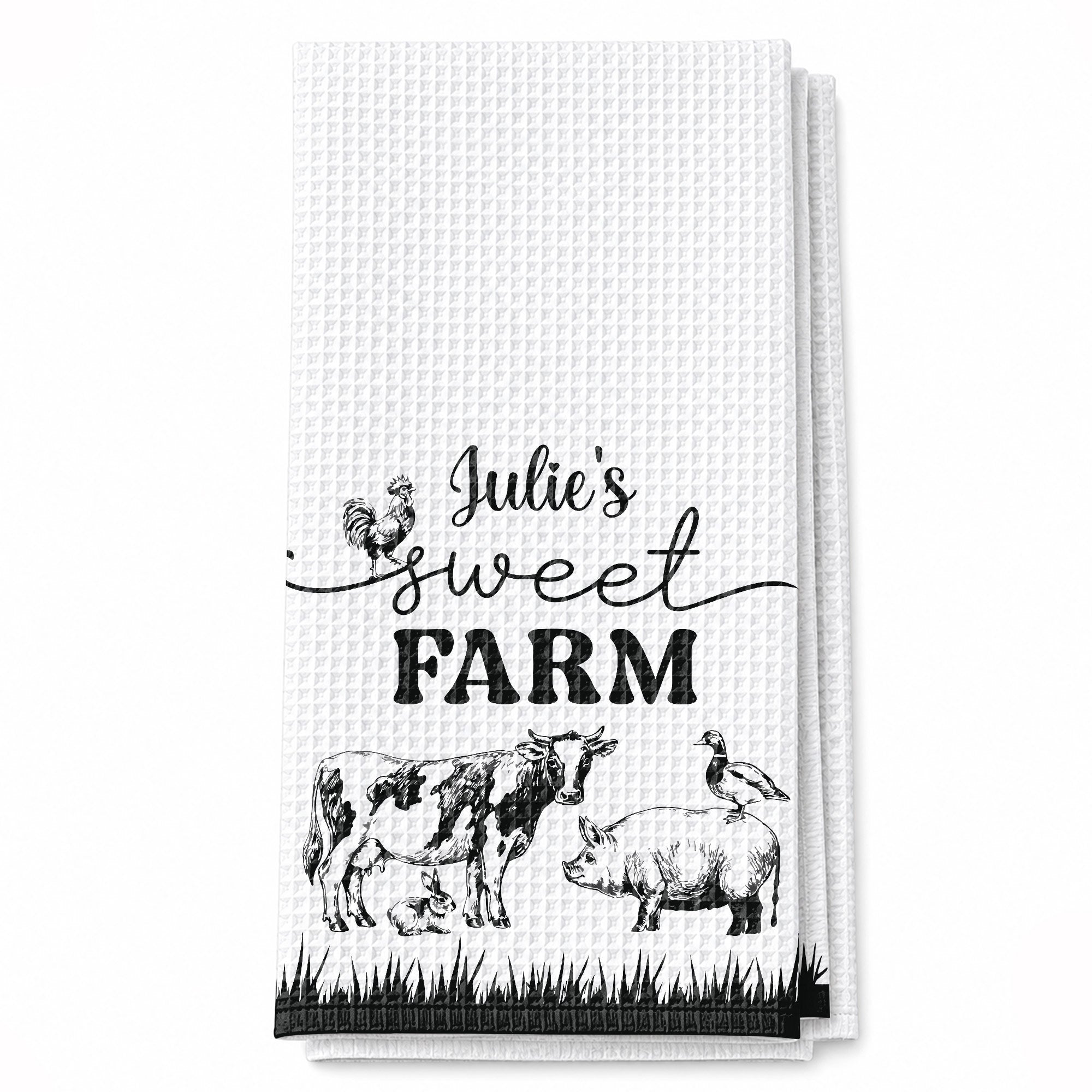 Personalized Farm Kitchen Towel Custom Name Gift for Mom Kitchen Towel GradoCreations