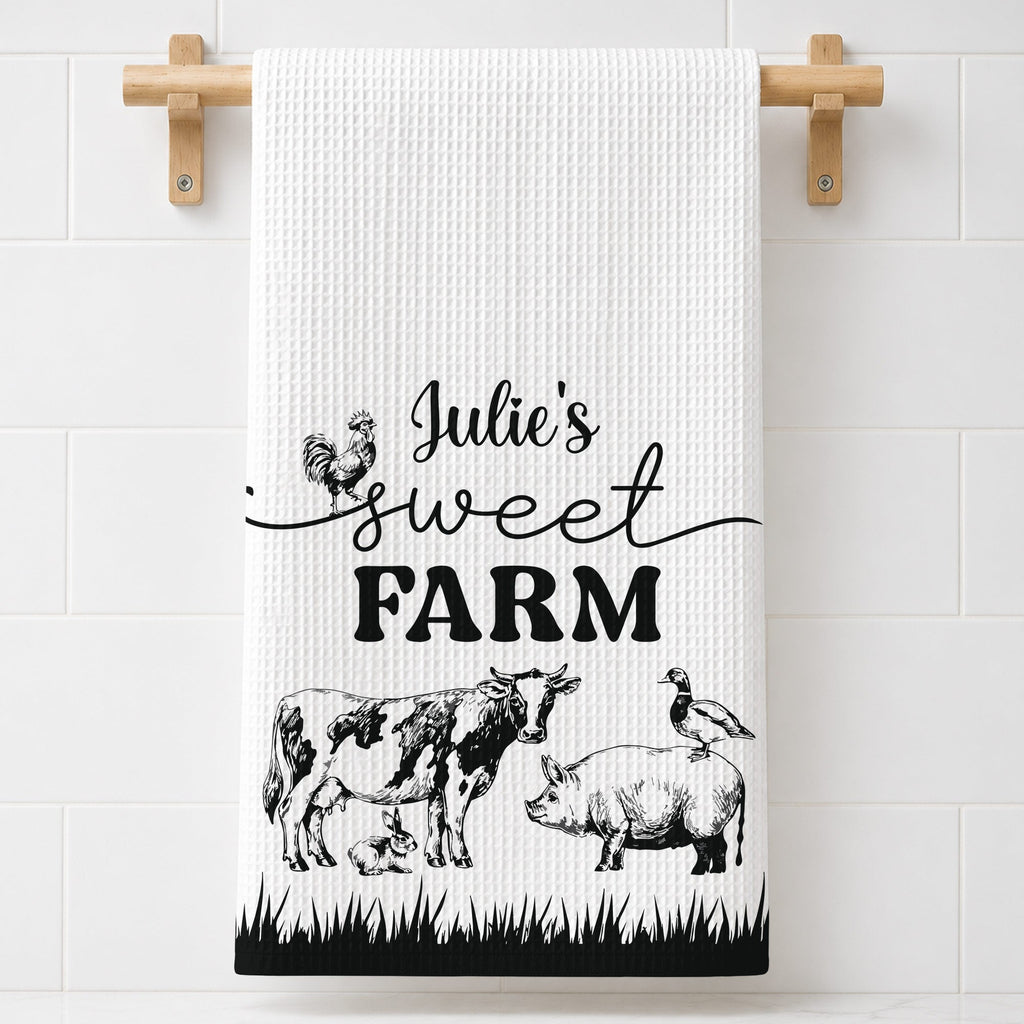 Personalized Farm Kitchen Towel Custom Name Gift for Mom Kitchen Towel GradoCreations