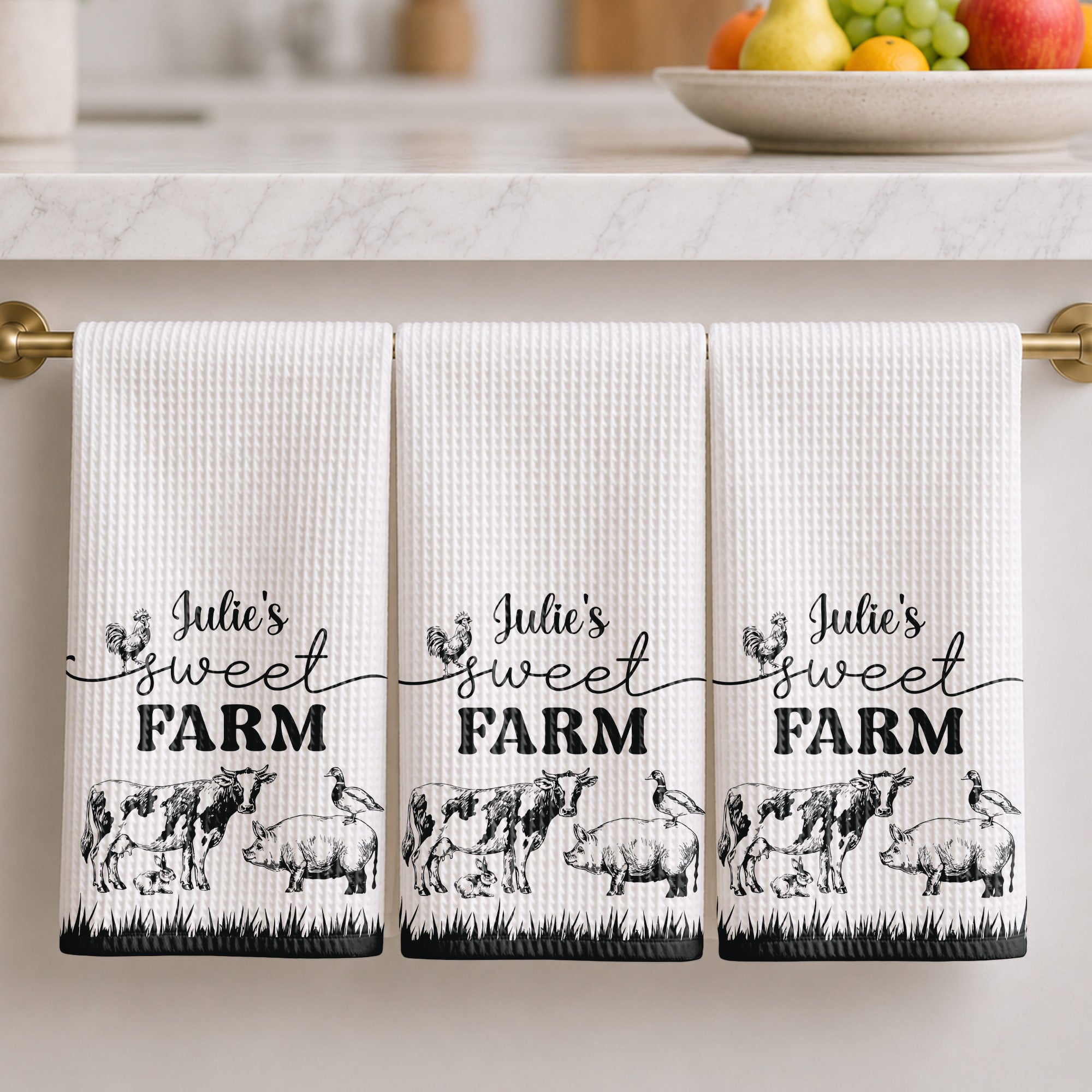 Personalized Farm Kitchen Towel Custom Name Gift for Mom Kitchen Towel GradoCreations