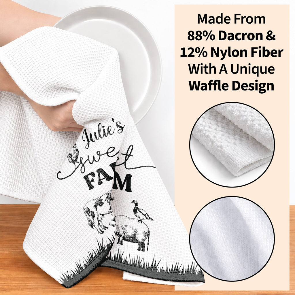 Personalized Farm Kitchen Towel Custom Name Gift for Mom Kitchen Towel GradoCreations