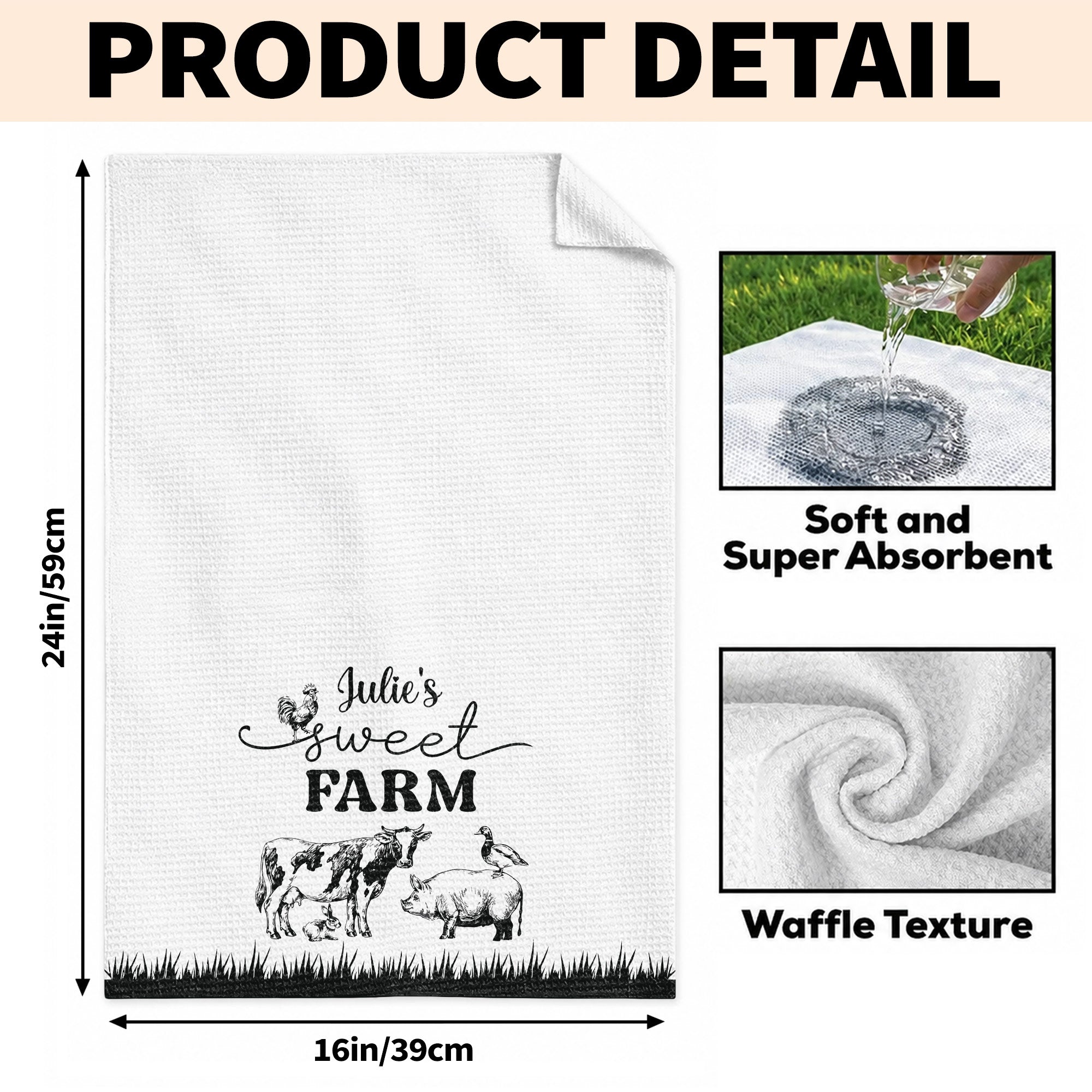 Personalized Farm Kitchen Towel Custom Name Gift for Mom Kitchen Towel GradoCreations