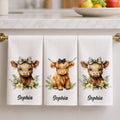 Personalized Kitchen Towel Custom Name Highland Cow Gift Kitchen Towel GradoCreations