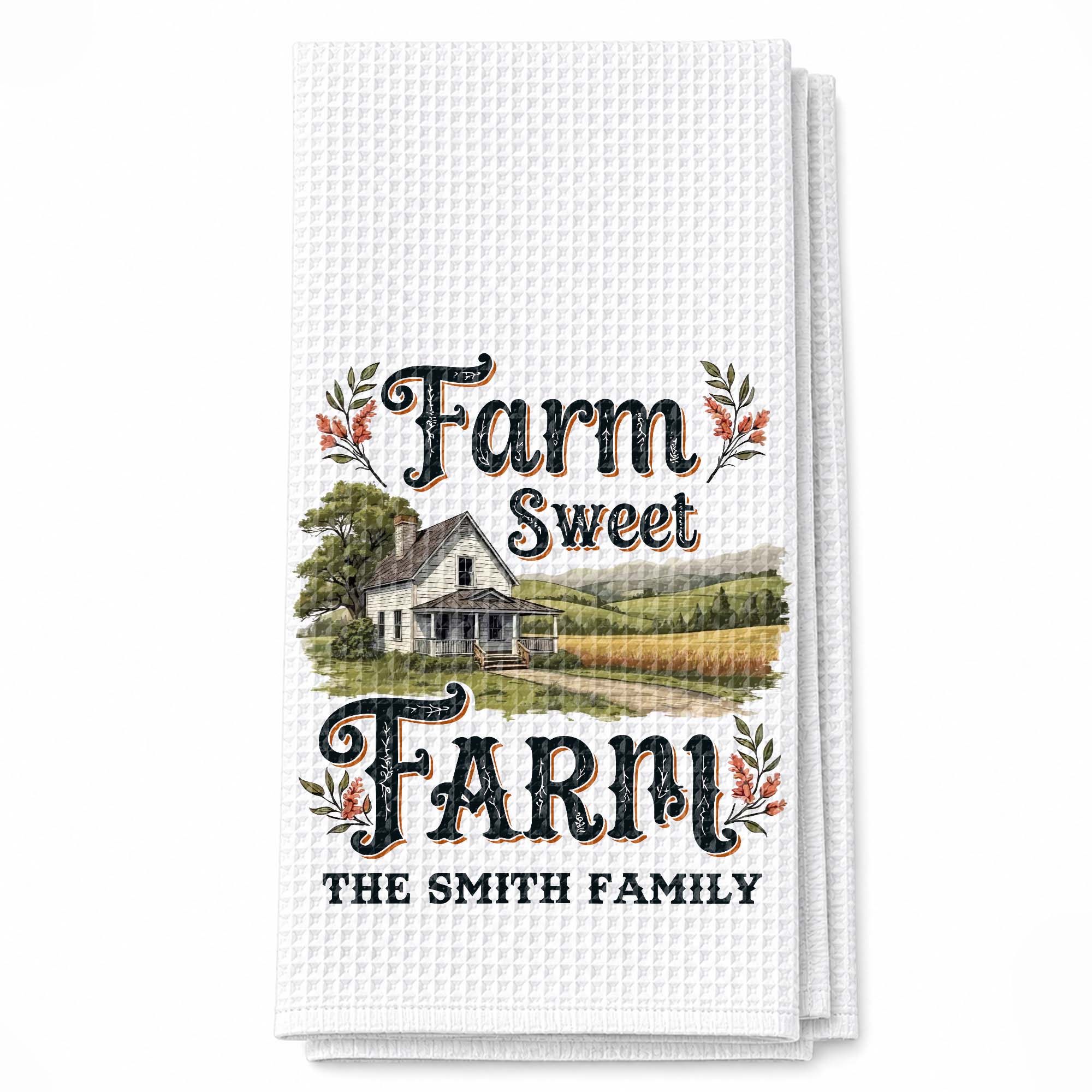 Personalized Kitchen Towel Farm Sweet Farm Family Decor Gift