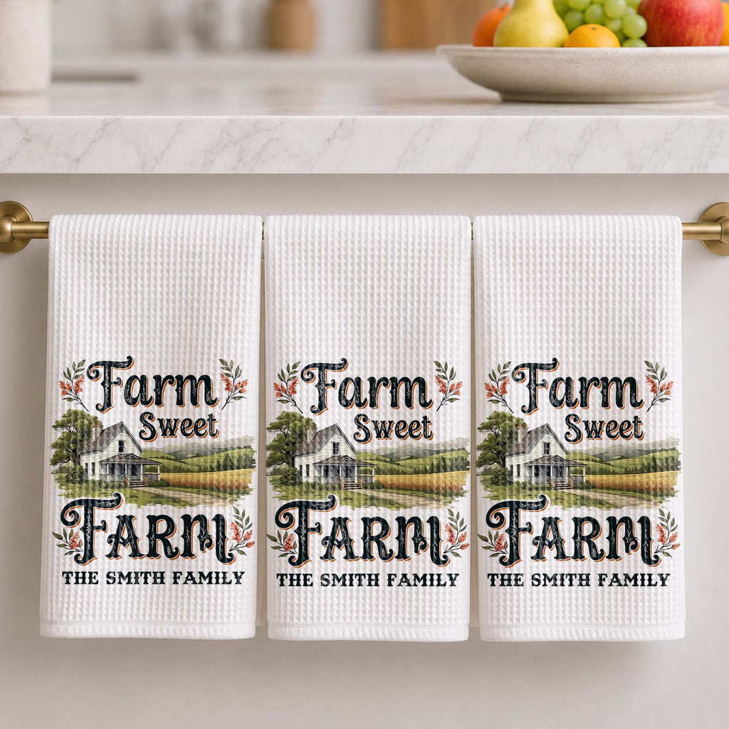 Personalized Kitchen Towel Farm Sweet Farm Family Decor Gift