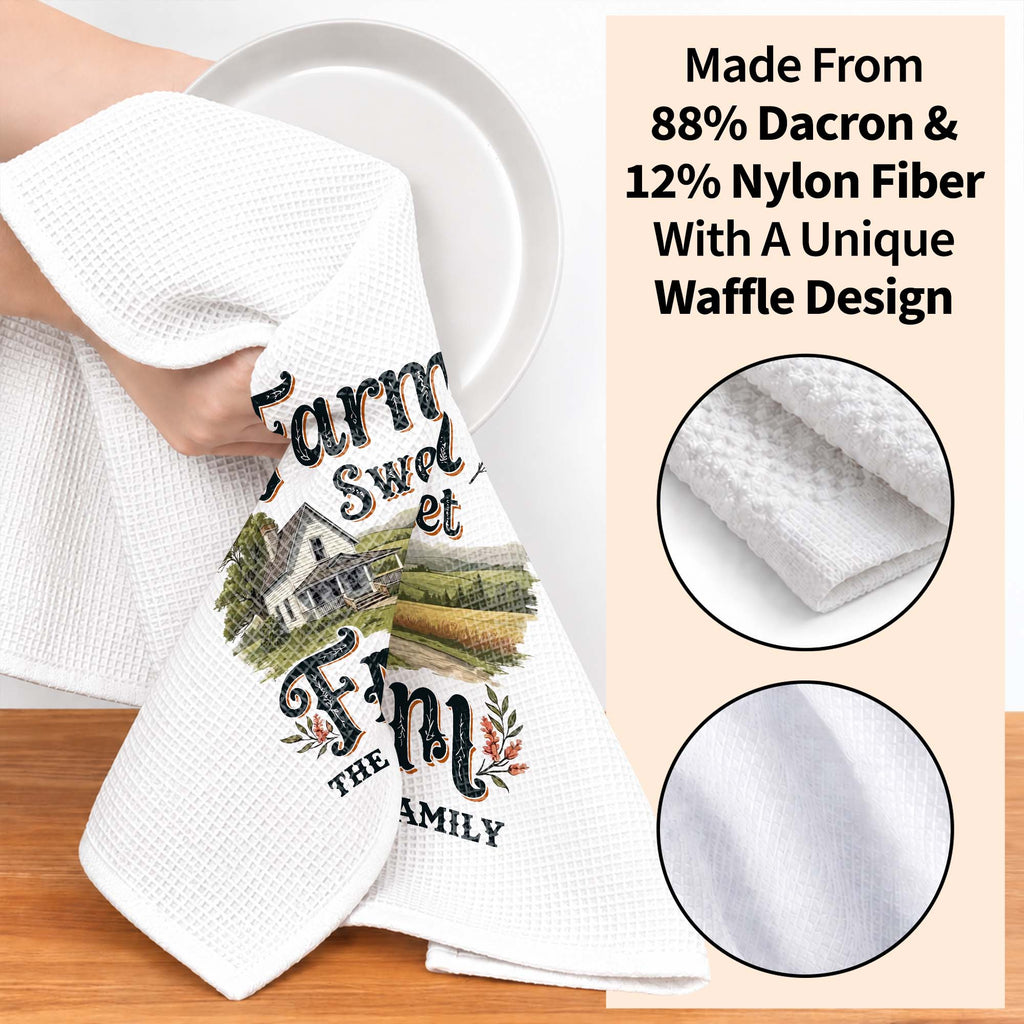 Personalized Kitchen Towel Farm Sweet Farm Family Decor Gift