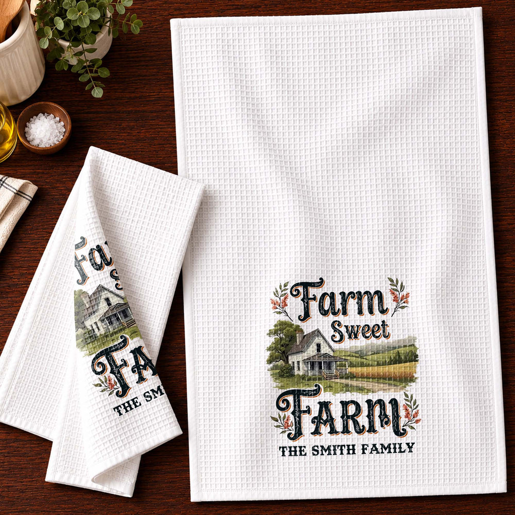 Personalized Kitchen Towel Farm Sweet Farm Family Decor Gift