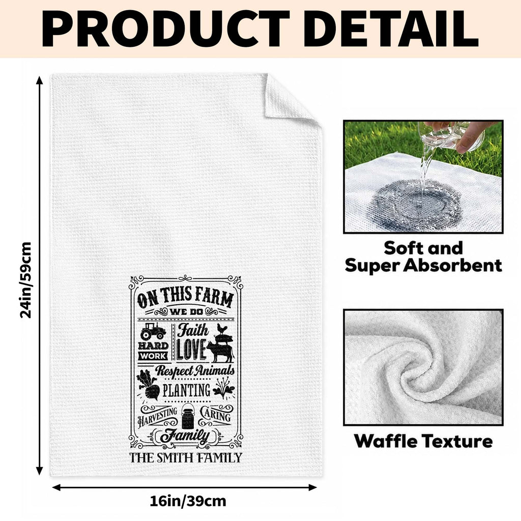 Personalized Farmhouse Kitchen Towel Custom Family Name Gift