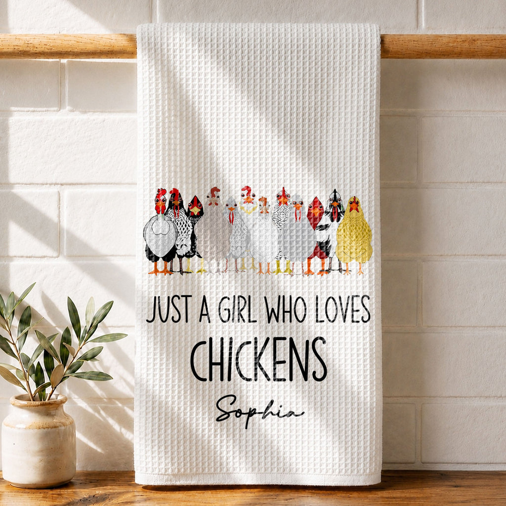 Personalized Kitchen Towel Custom Chickens Gift for Farm Lovers