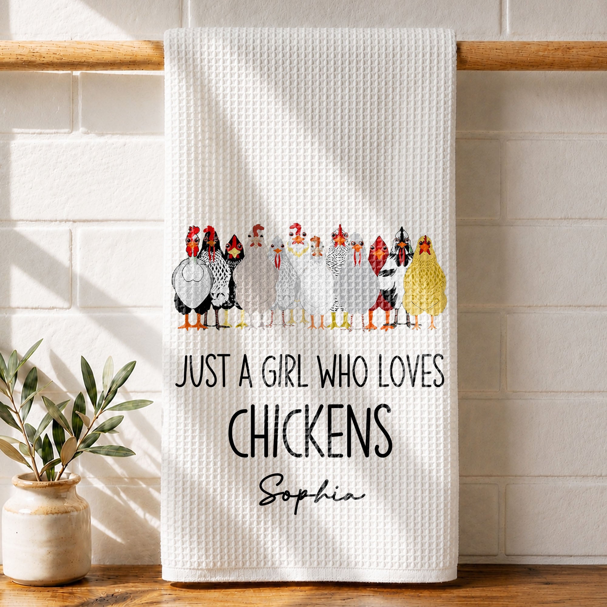 Personalized Kitchen Towel Custom Chickens Gift for Farm Lovers