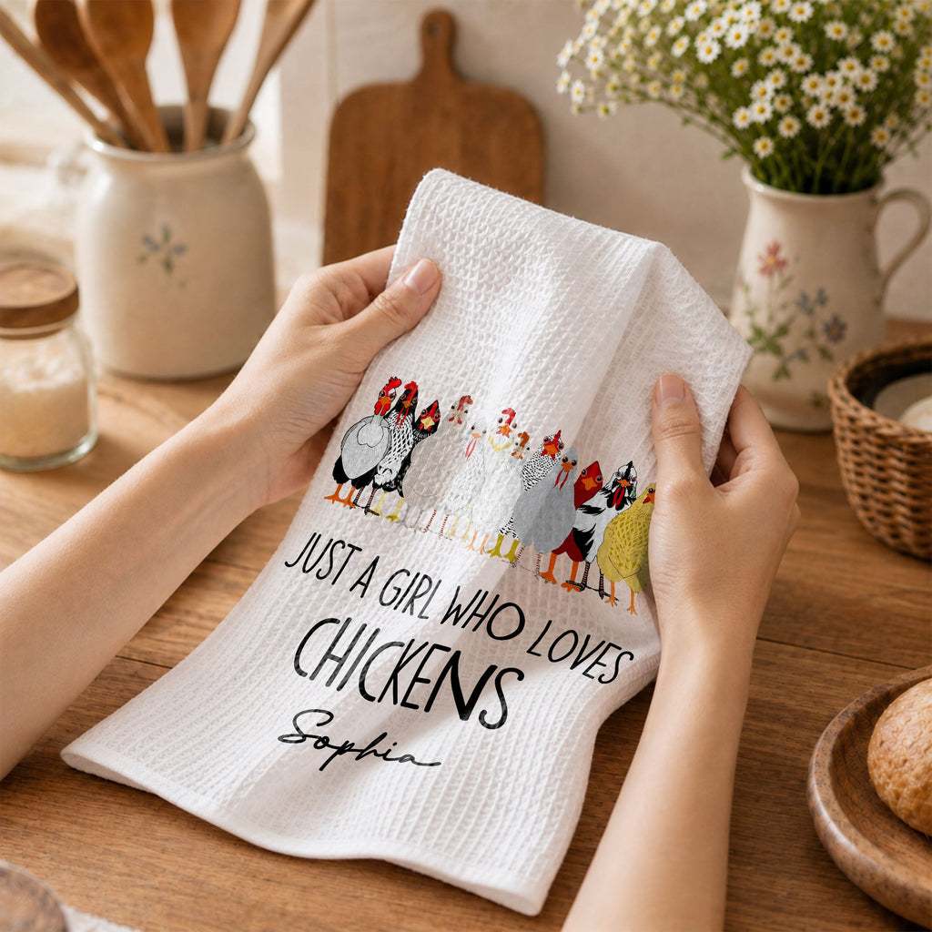 Personalized Kitchen Towel Custom Chickens Gift for Farm Lovers