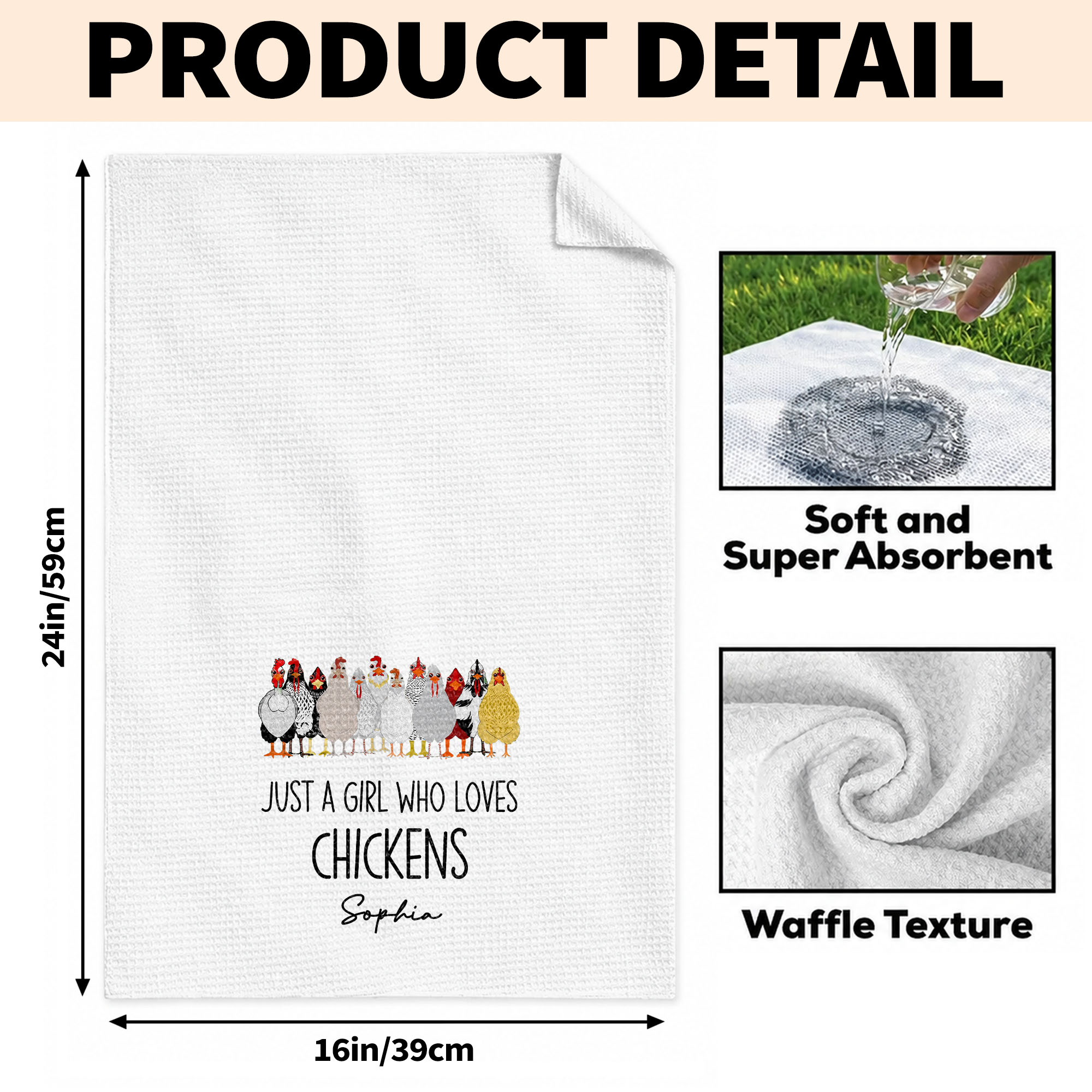 Personalized Kitchen Towel Custom Chickens Gift for Farm Lovers