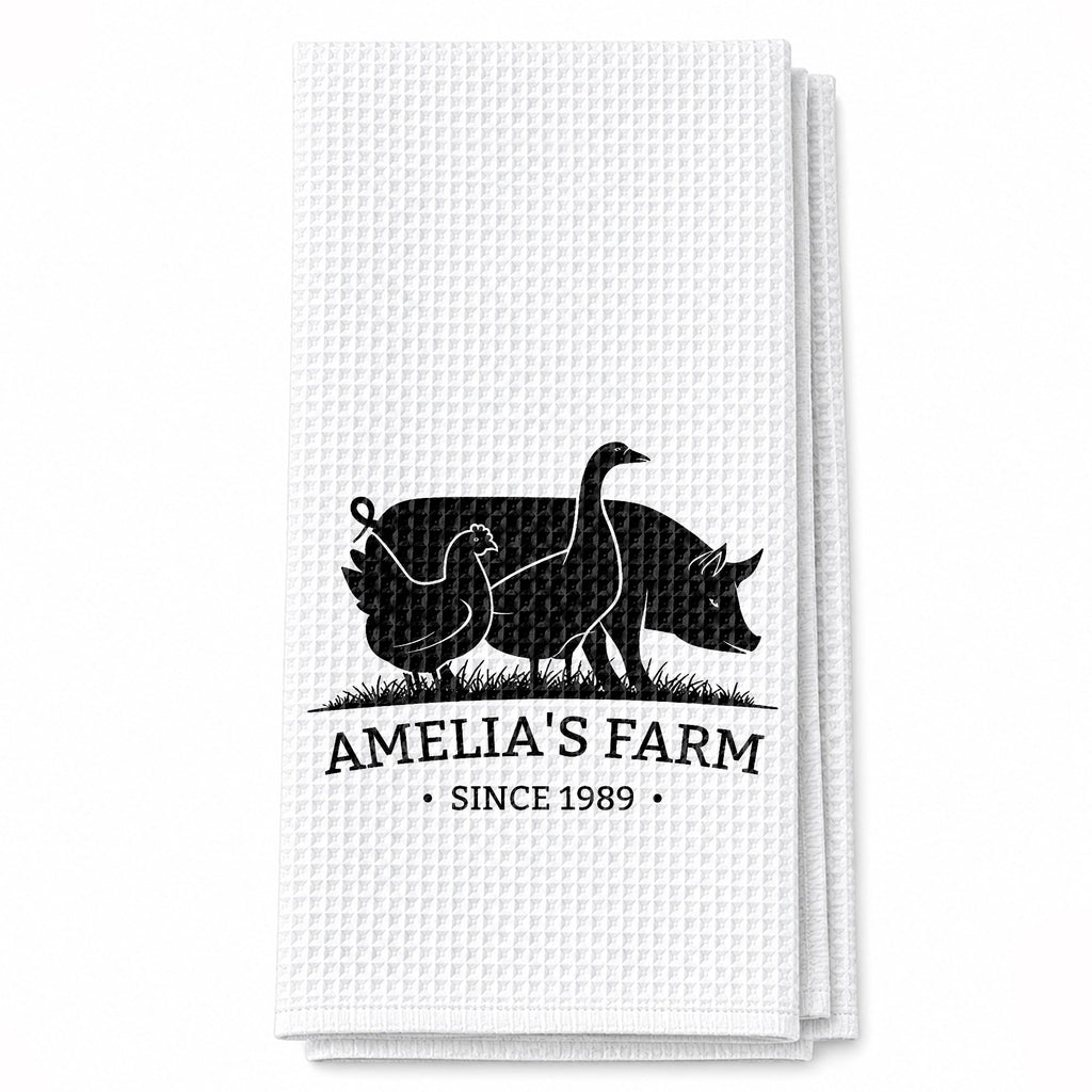 Personalized Farm Animal Kitchen Towel Custom Name Gift for Family Kitchen Towel GradoCreations