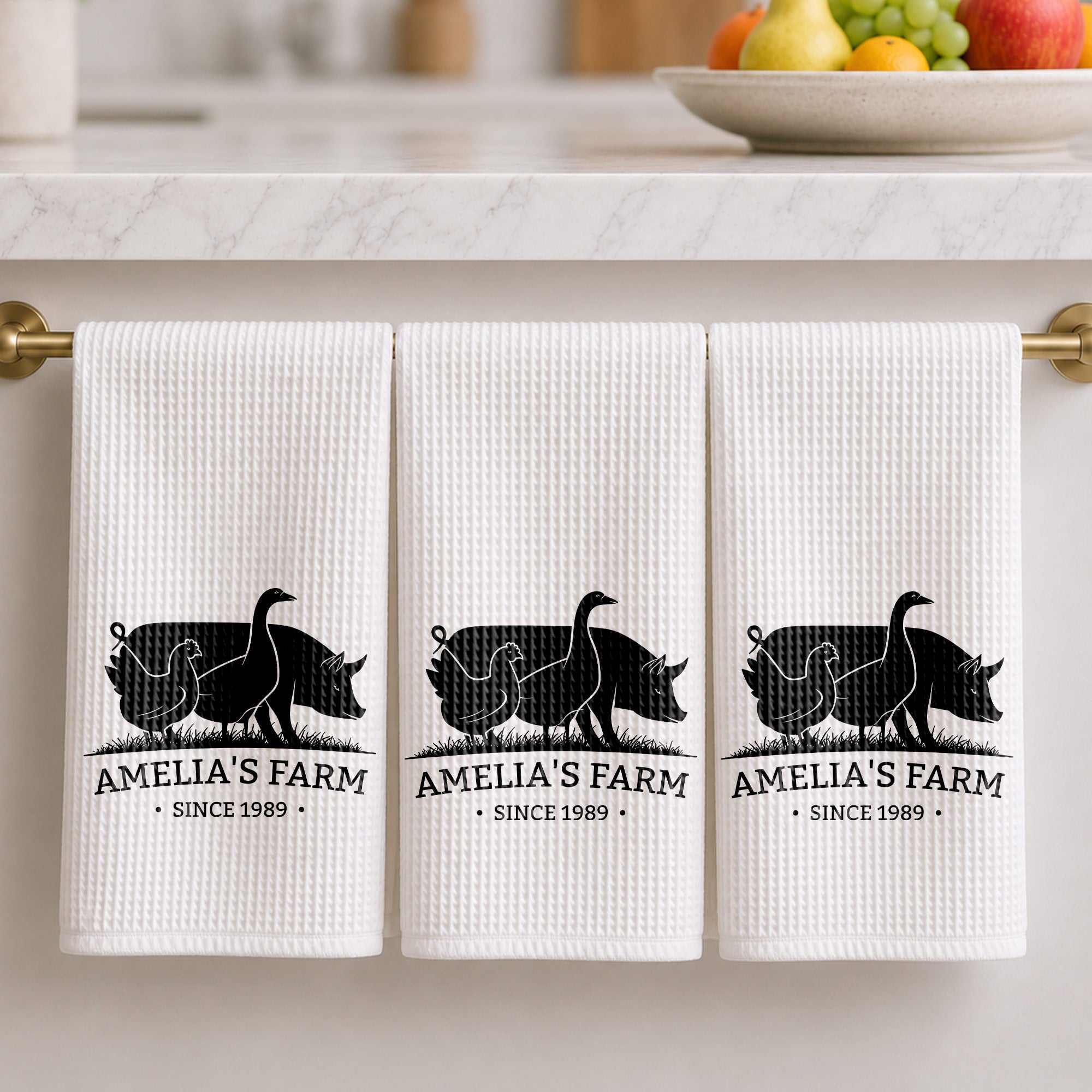 Personalized Farm Animal Kitchen Towel Custom Name Gift for Family Kitchen Towel GradoCreations
