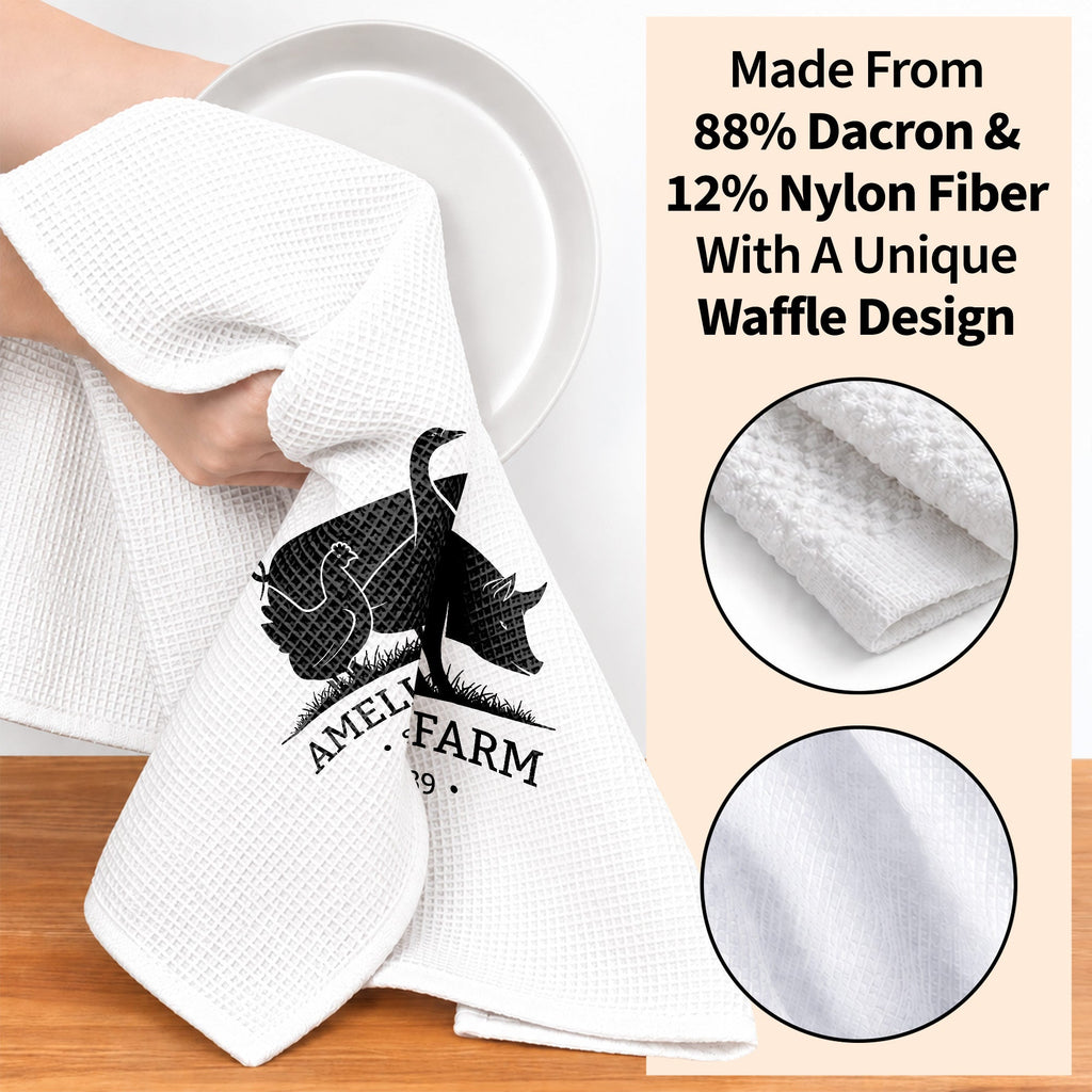 Personalized Farm Animal Kitchen Towel Custom Name Gift for Family Kitchen Towel GradoCreations