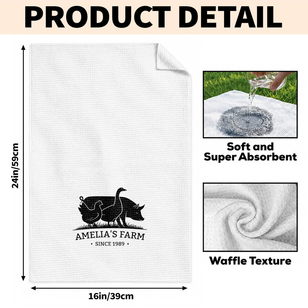 Personalized Farm Animal Kitchen Towel Custom Name Gift for Family Kitchen Towel GradoCreations