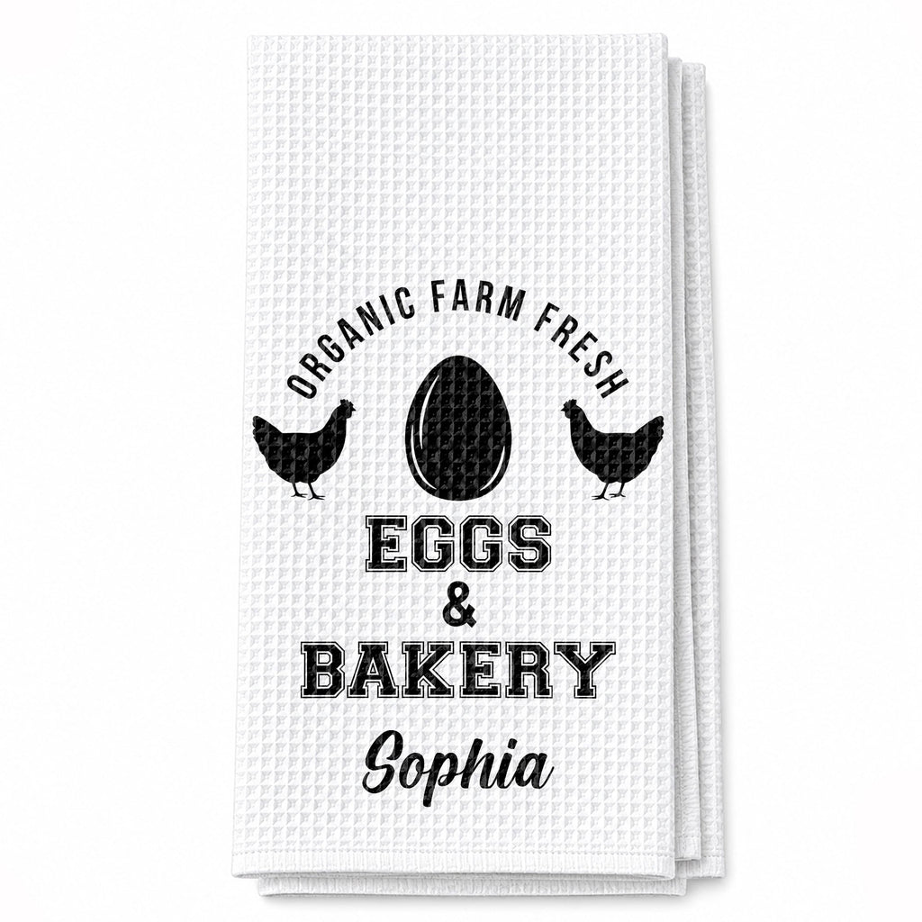 Personalized Kitchen Towel Custom Name Farm Fresh Eggs Gift Kitchen Towel GradoCreations
