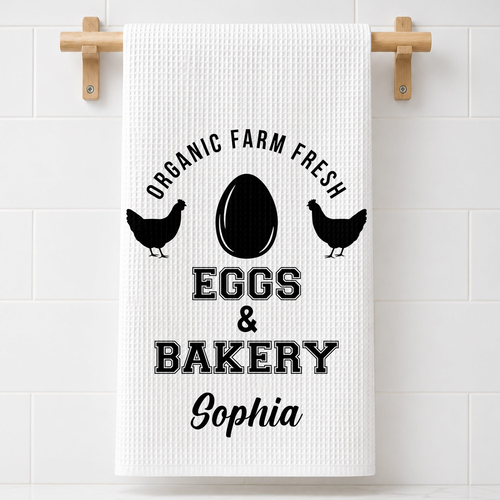 Personalized Kitchen Towel Custom Name Farm Fresh Eggs Gift Kitchen Towel GradoCreations