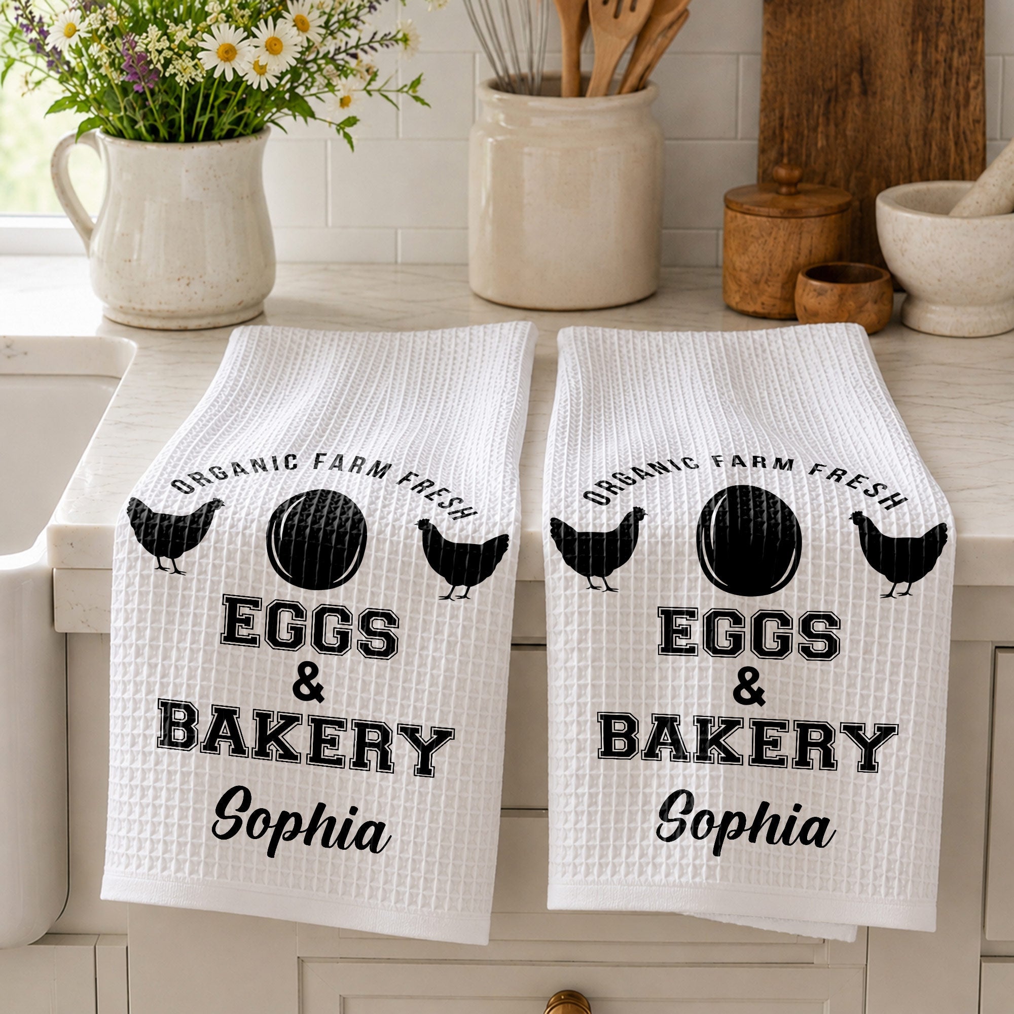 Personalized Kitchen Towel Custom Name Farm Fresh Eggs Gift Kitchen Towel GradoCreations