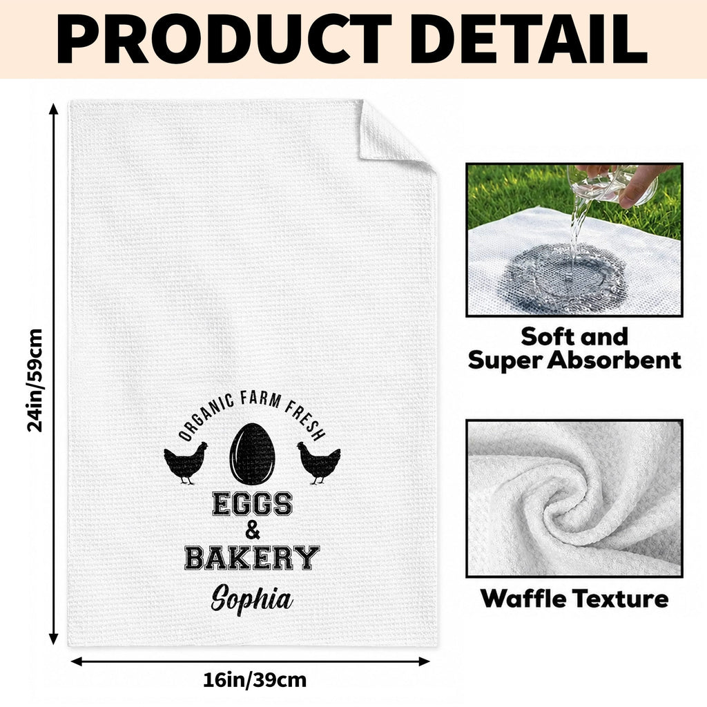 Personalized Kitchen Towel Custom Name Farm Fresh Eggs Gift Kitchen Towel GradoCreations