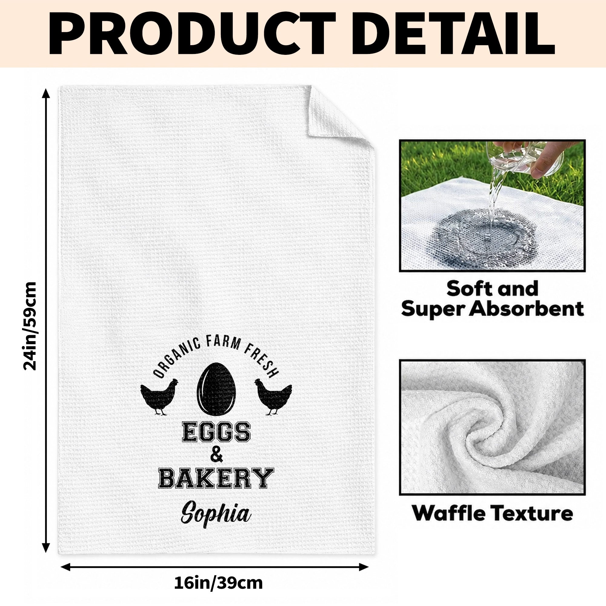 Personalized Kitchen Towel Custom Name Farm Fresh Eggs Gift Kitchen Towel GradoCreations