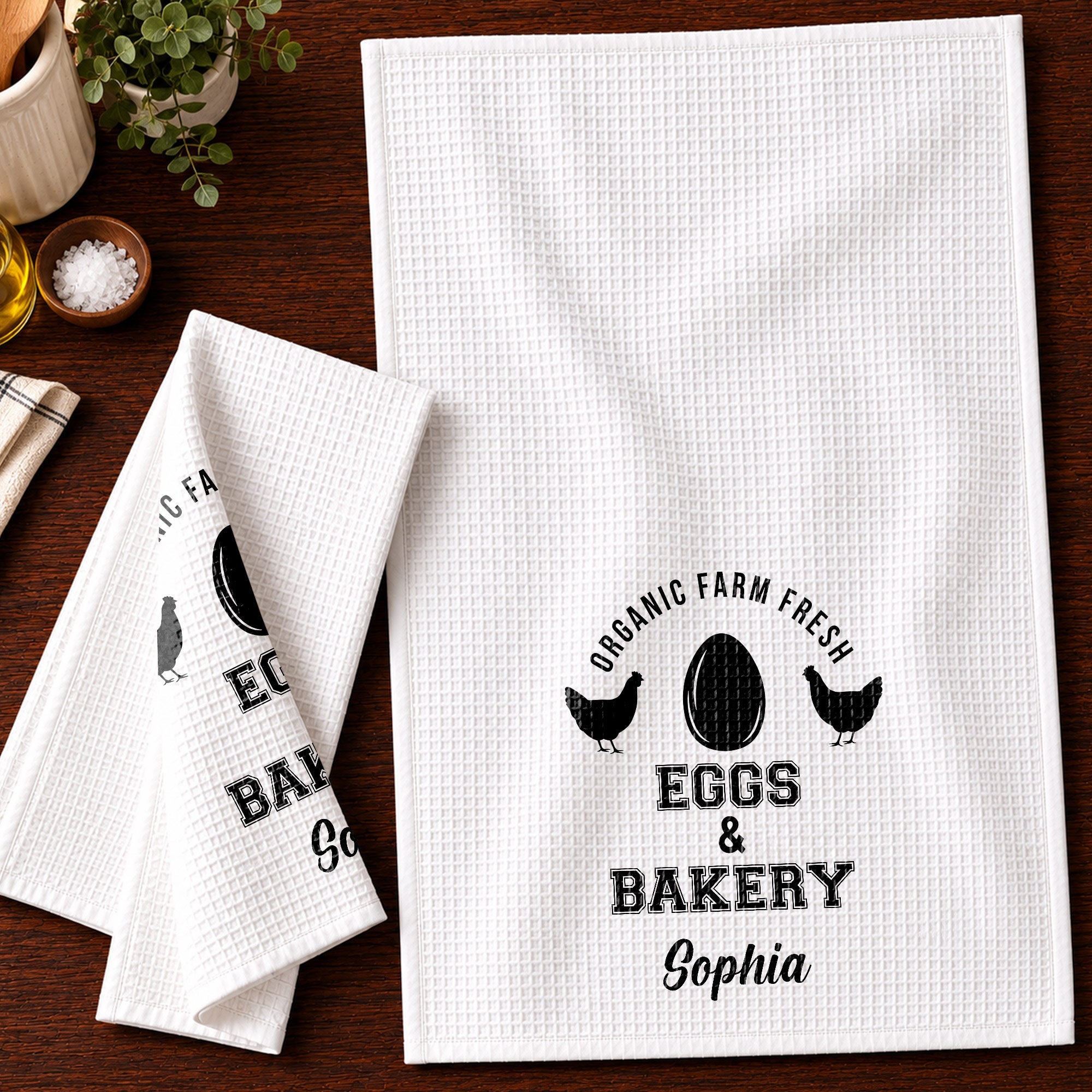 Personalized Kitchen Towel Custom Name Farm Fresh Eggs Gift Kitchen Towel GradoCreations