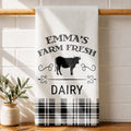 Personalized Farm Fresh Dairy Cow Kitchen Towel Custom Name Gift