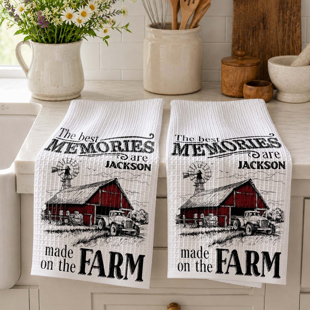 Personalized Farm Themed Kitchen Towel Custom Name Gift