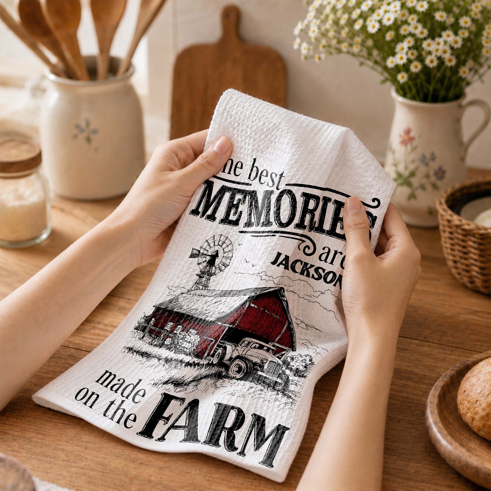 Personalized Farm Themed Kitchen Towel Custom Name Gift