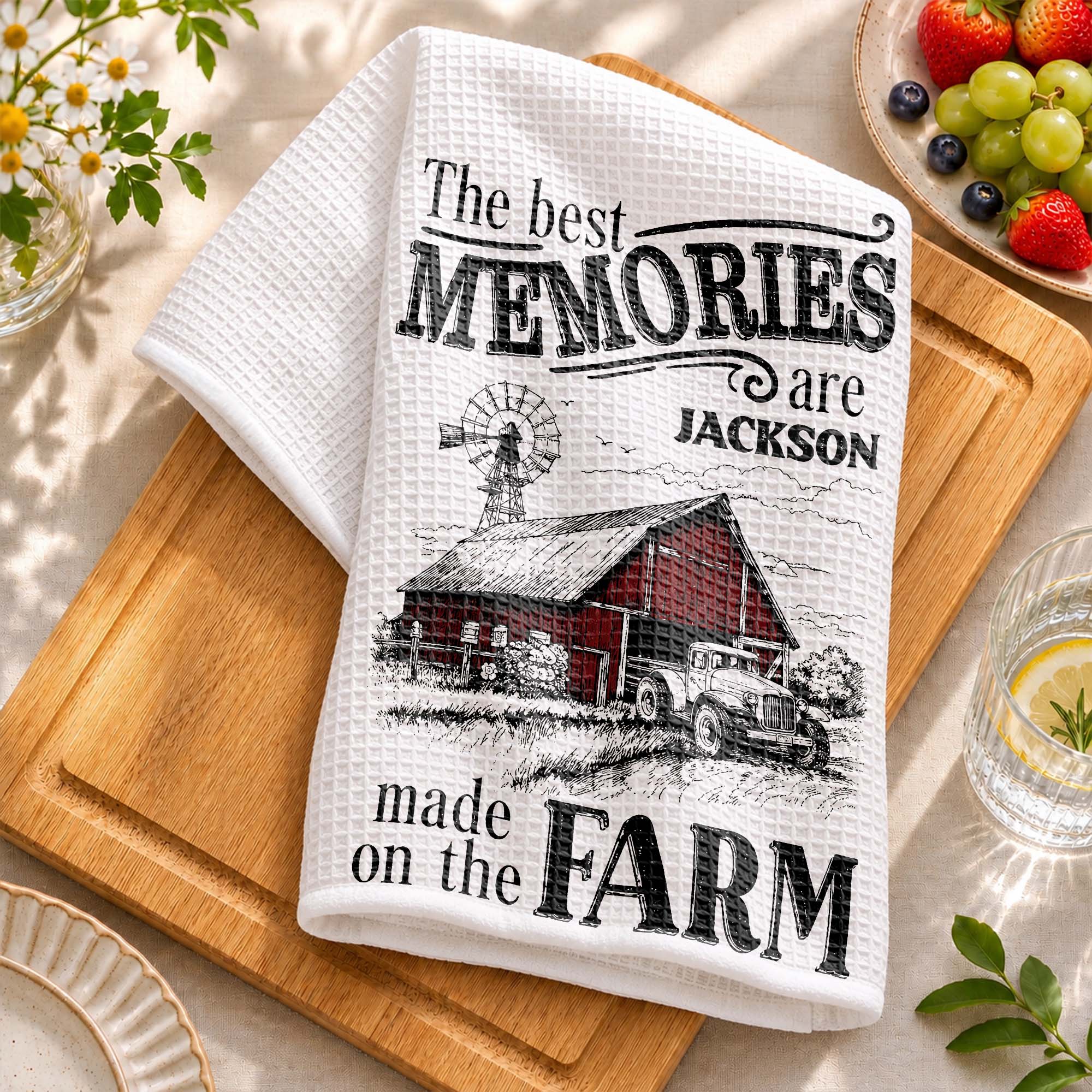 Personalized Farm Themed Kitchen Towel Custom Name Gift