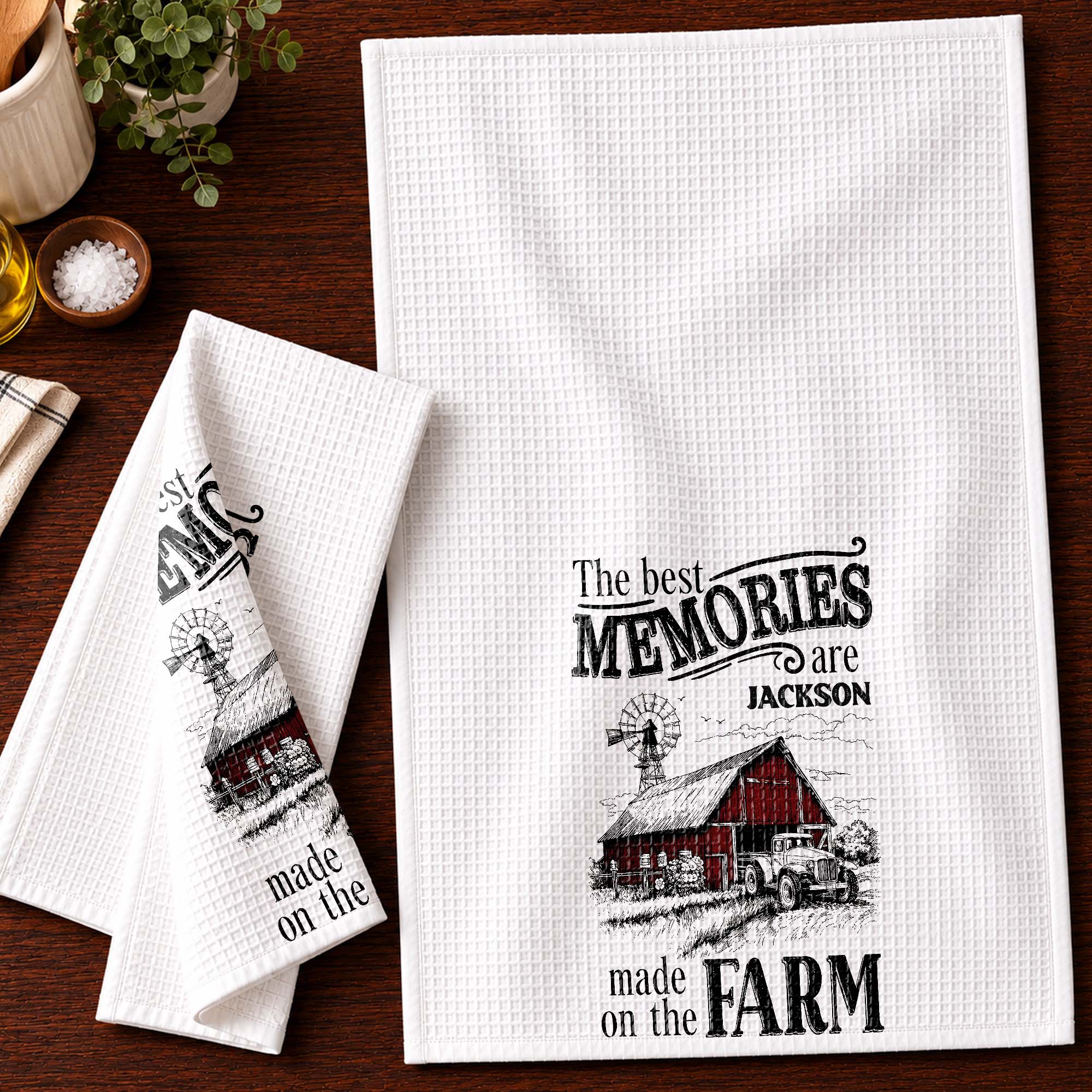 Personalized Farm Themed Kitchen Towel Custom Name Gift