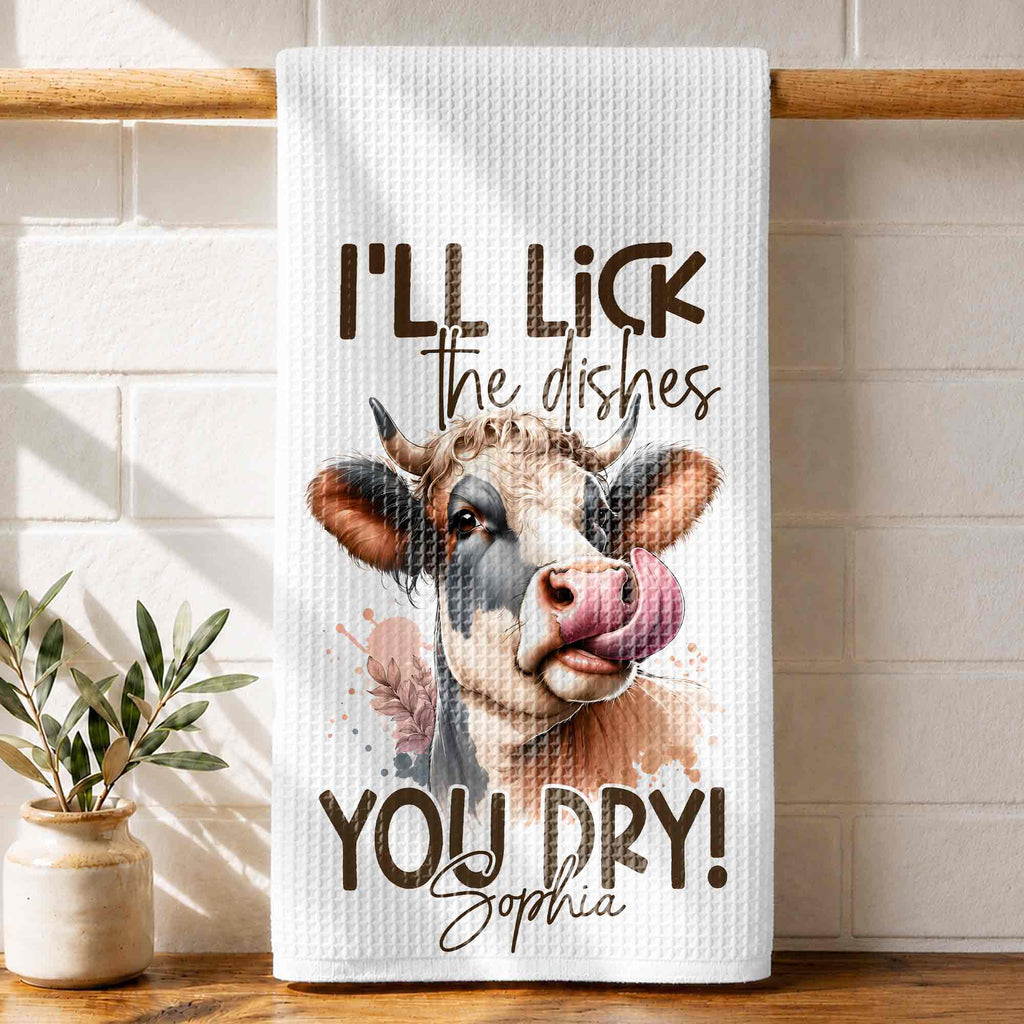 Personalized Kitchen Towel Funny Highland Cow Gift for Farm Lover