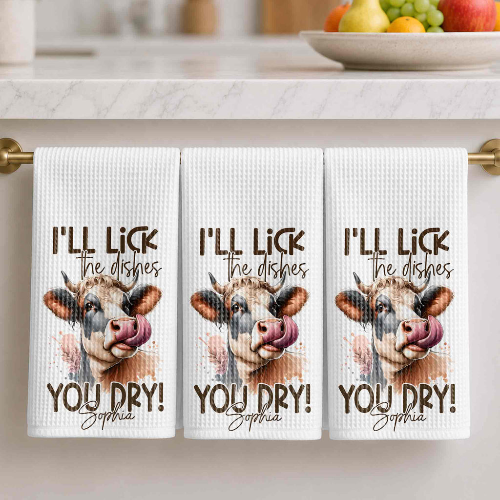 Personalized Kitchen Towel Funny Highland Cow Gift for Farm Lover