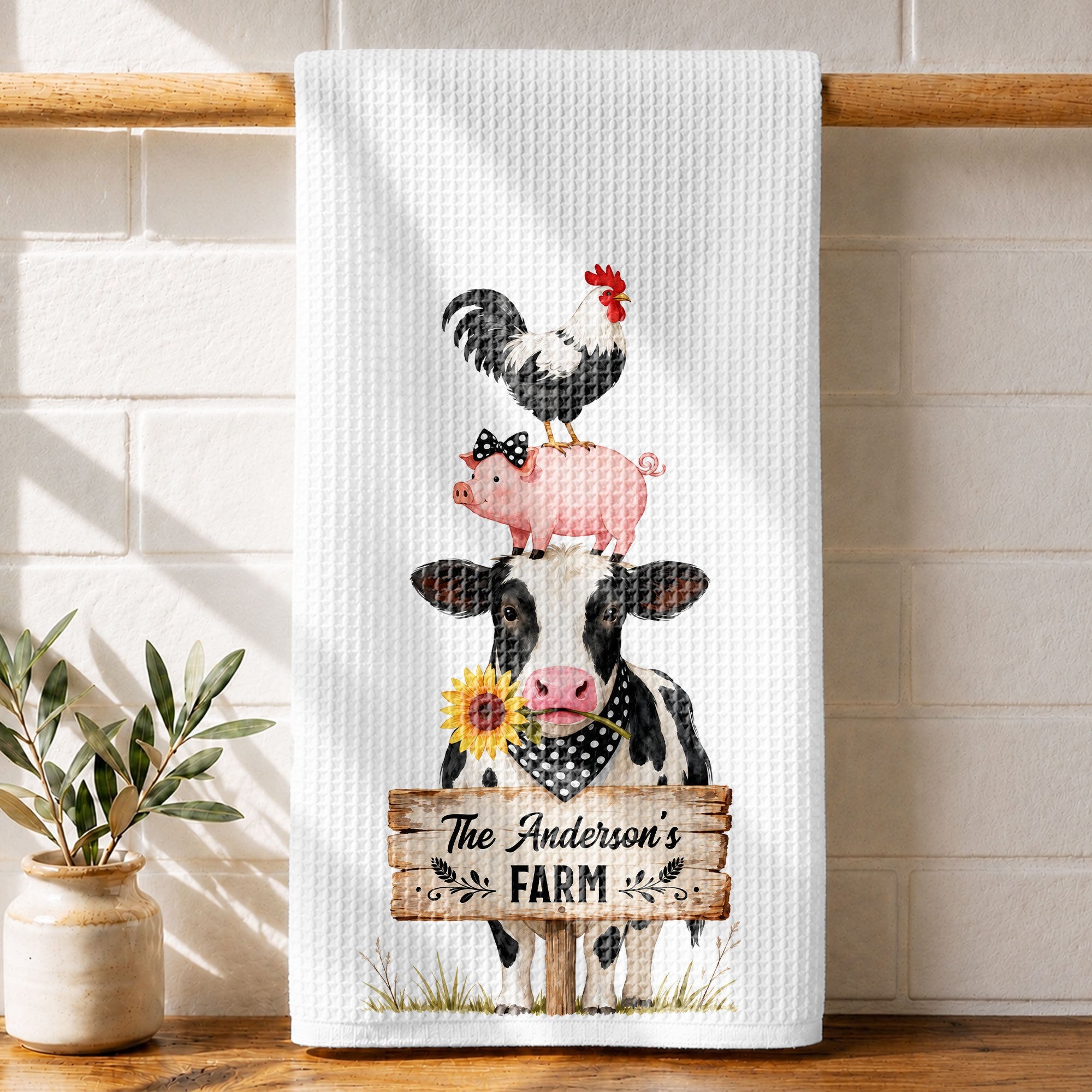 Personalized Farm Kitchen Towel Custom Family Name Gift Kitchen Towel GradoCreations