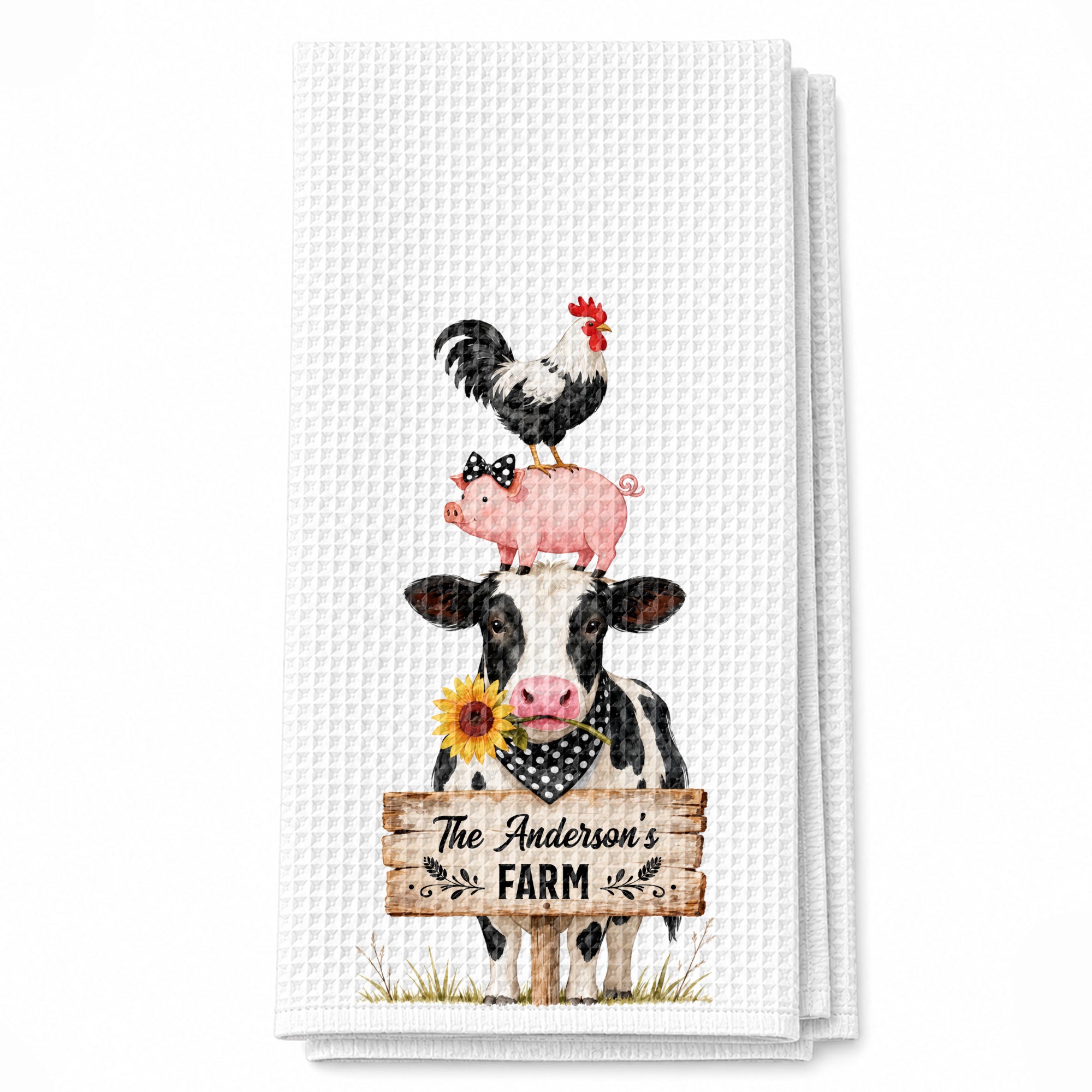 Personalized Farm Kitchen Towel Custom Family Name Gift Kitchen Towel GradoCreations
