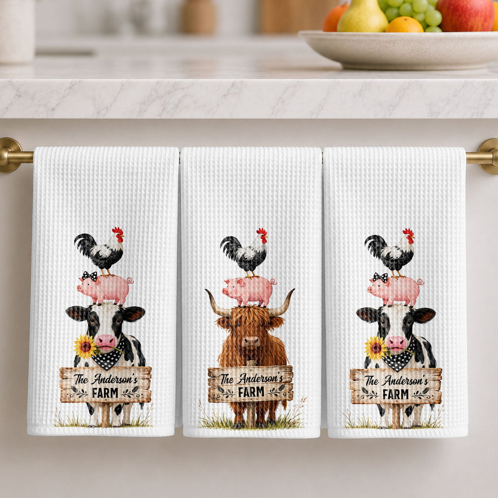Personalized Farm Kitchen Towel Custom Family Name Gift Kitchen Towel GradoCreations